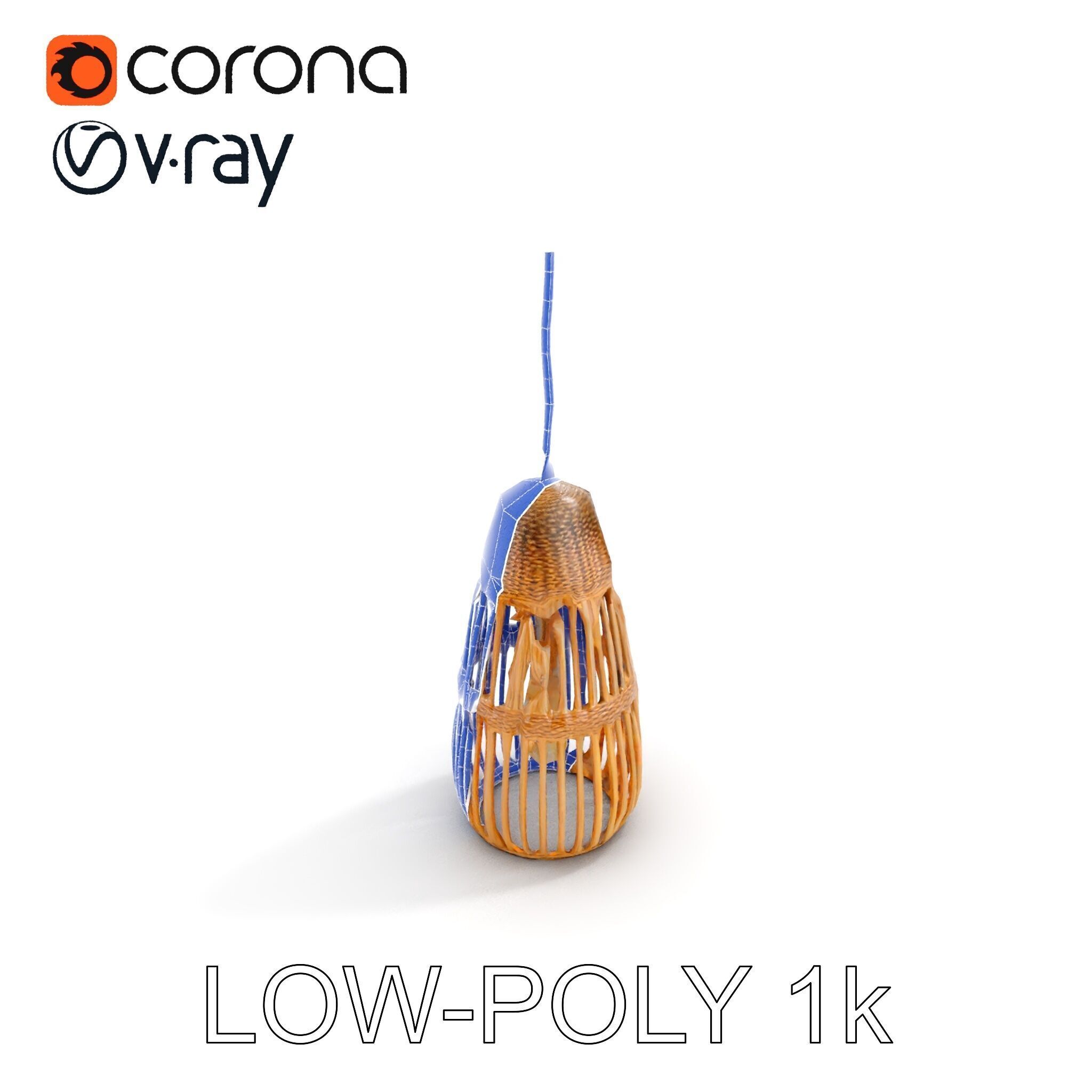 Wicker Pendant Light Model Pack Low-poly 3D model_13