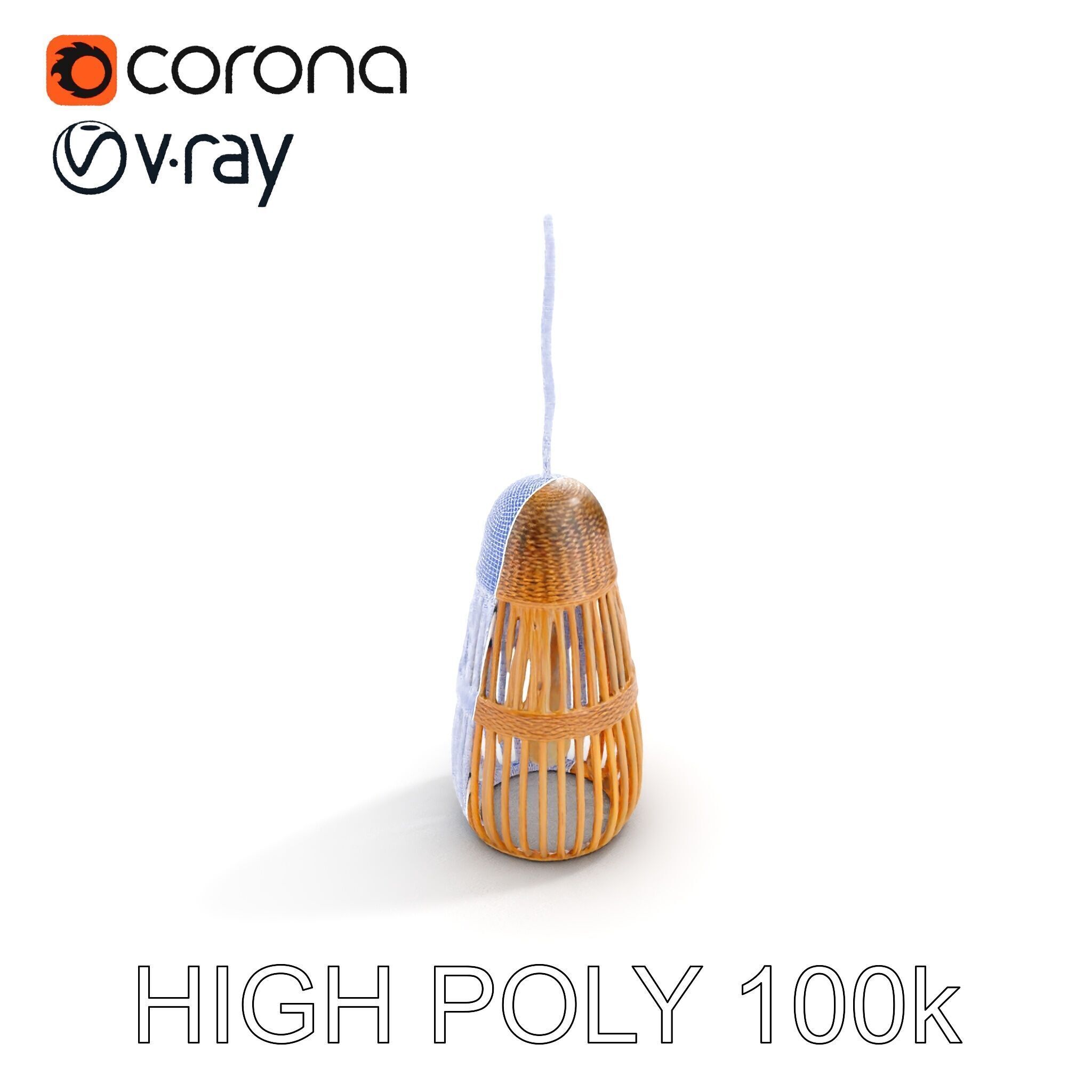 Wicker Pendant Light Model Pack Low-poly 3D model_27