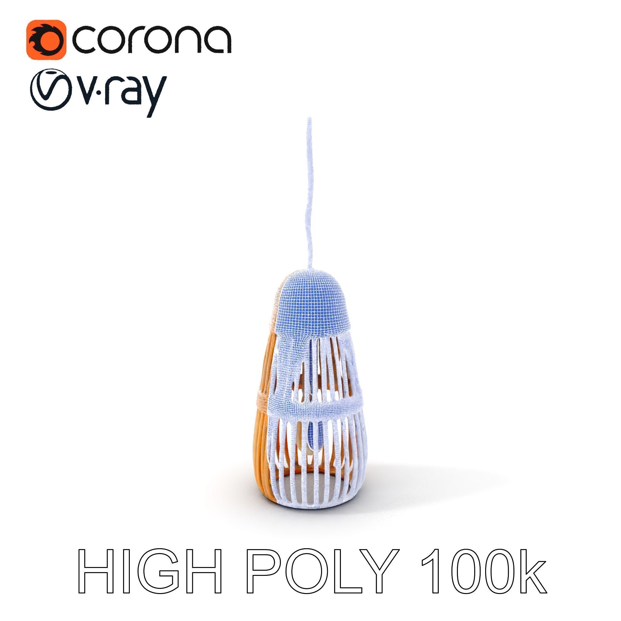 Wicker Pendant Light Model Pack Low-poly 3D model_5