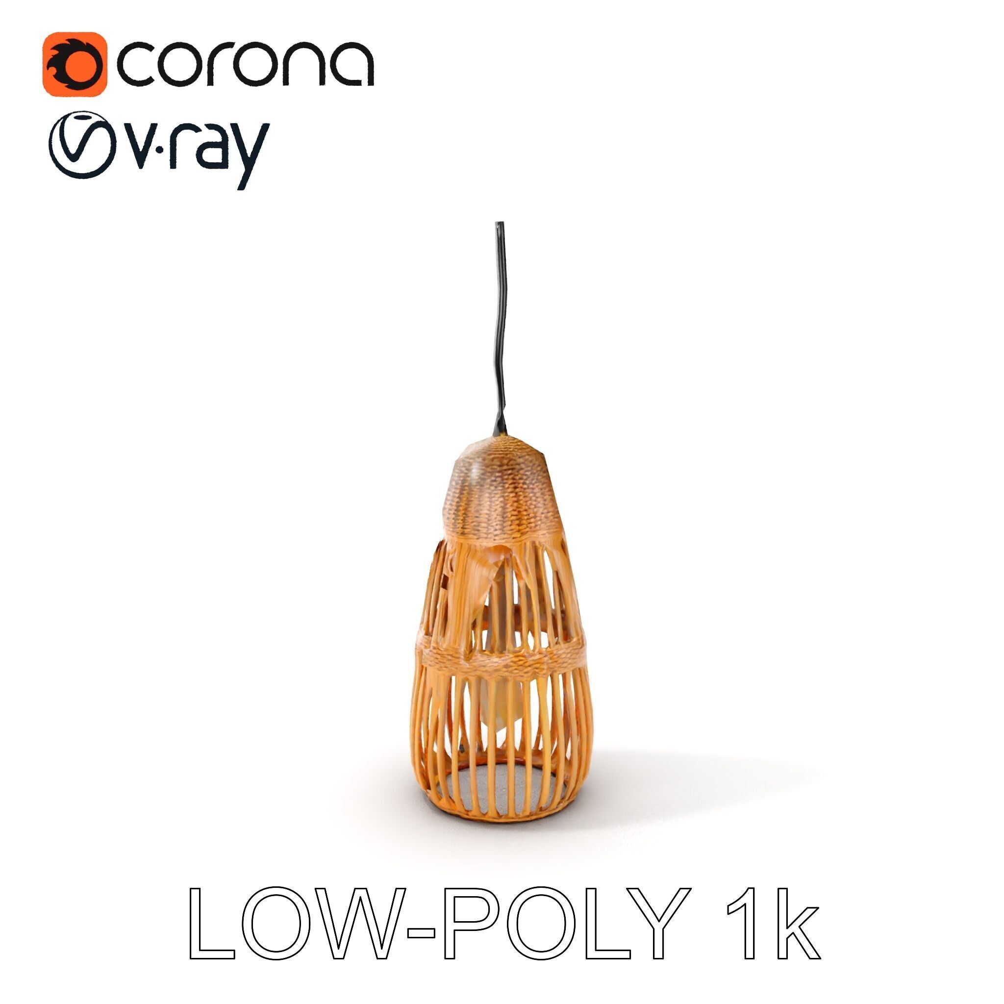 Wicker Pendant Light Model Pack Low-poly 3D model_8