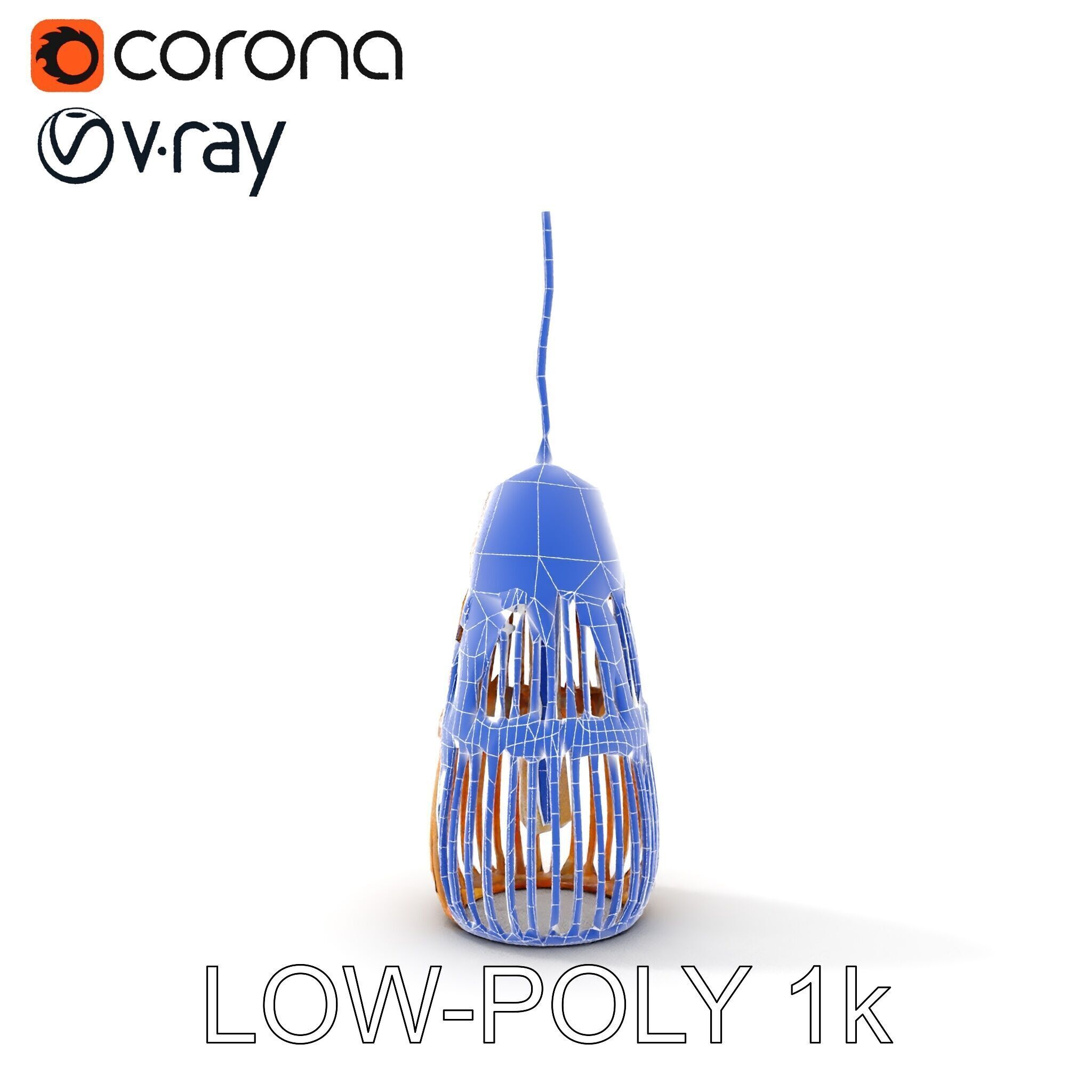 Wicker Pendant Light Model Pack Low-poly 3D model_32