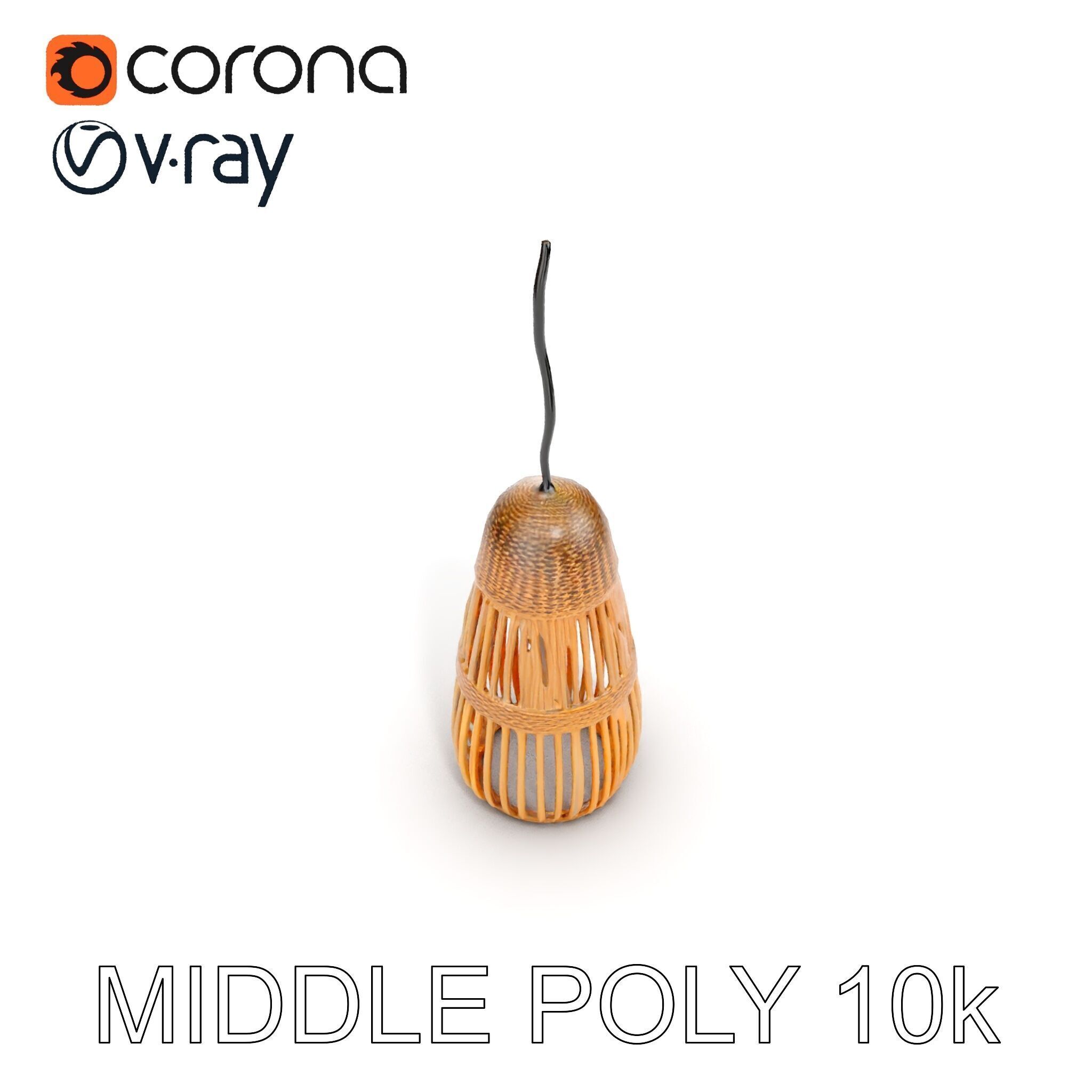 Wicker Pendant Light Model Pack Low-poly 3D model_7