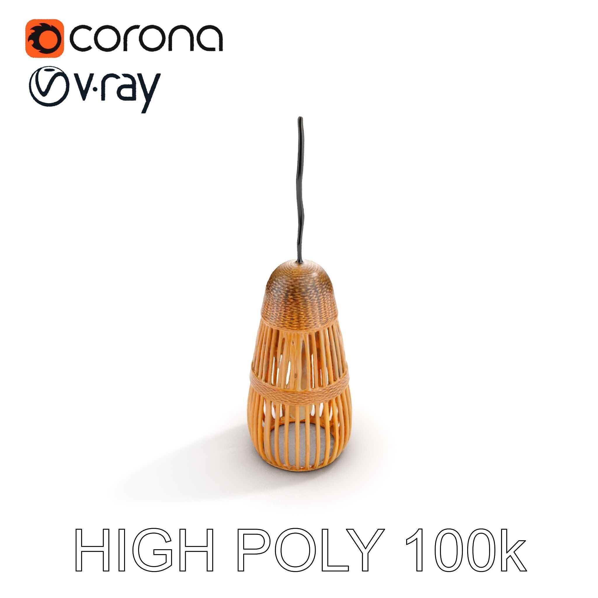 Wicker Pendant Light Model Pack Low-poly 3D model_11