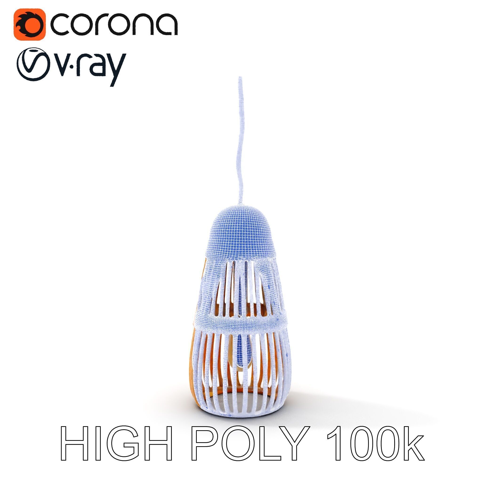 Wicker Pendant Light Model Pack Low-poly 3D model_33