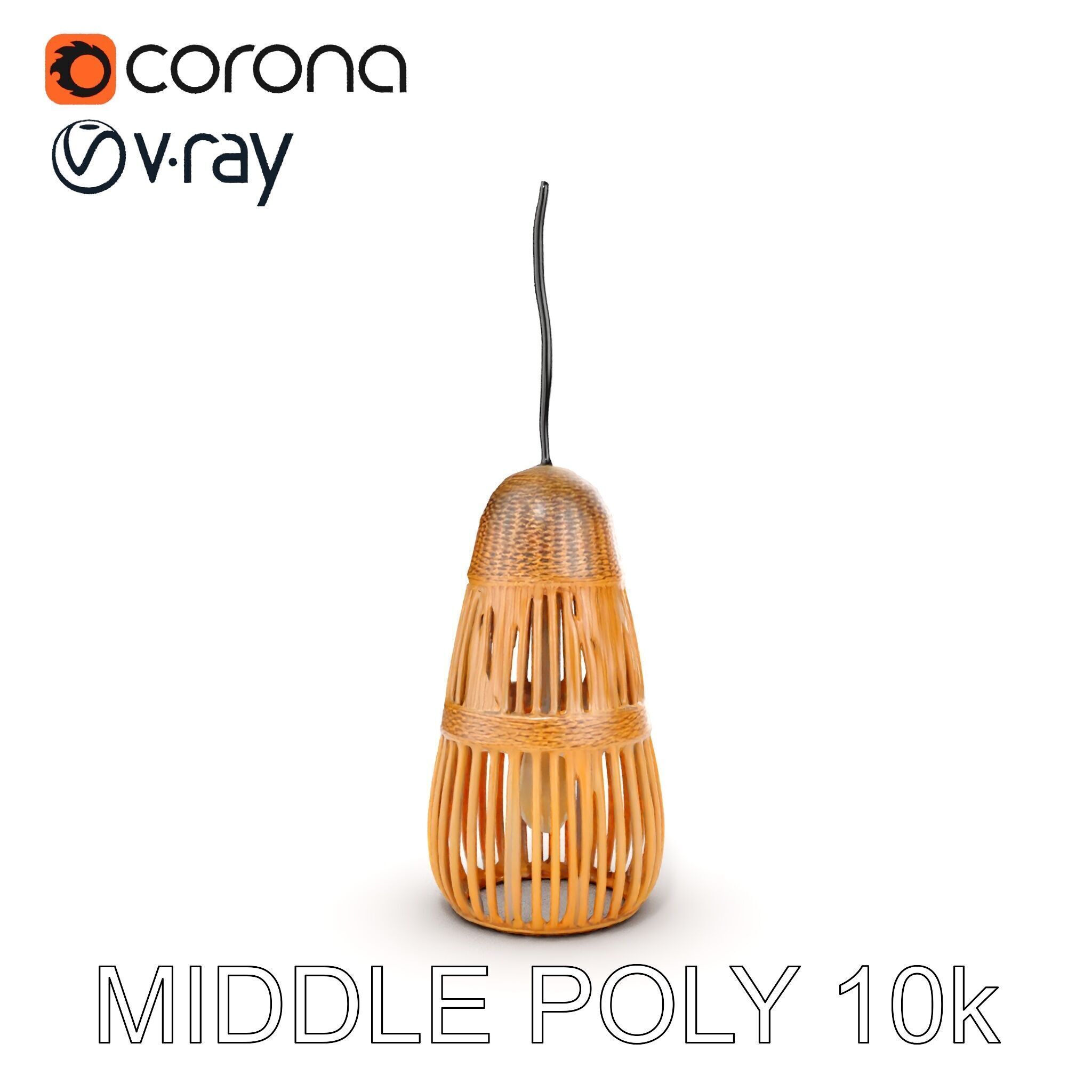 Wicker Pendant Light Model Pack Low-poly 3D model_14