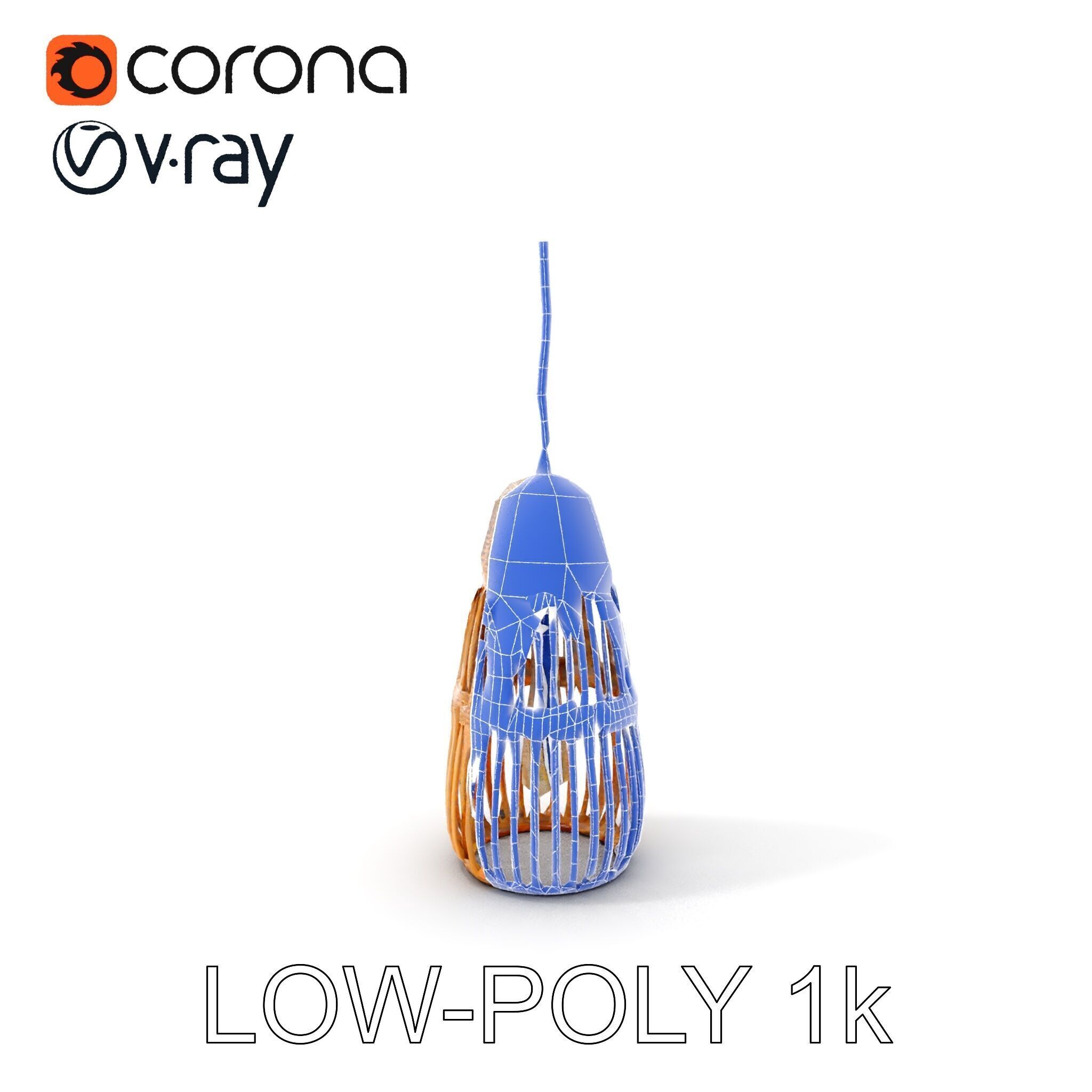 Wicker Pendant Light Model Pack Low-poly 3D model_24