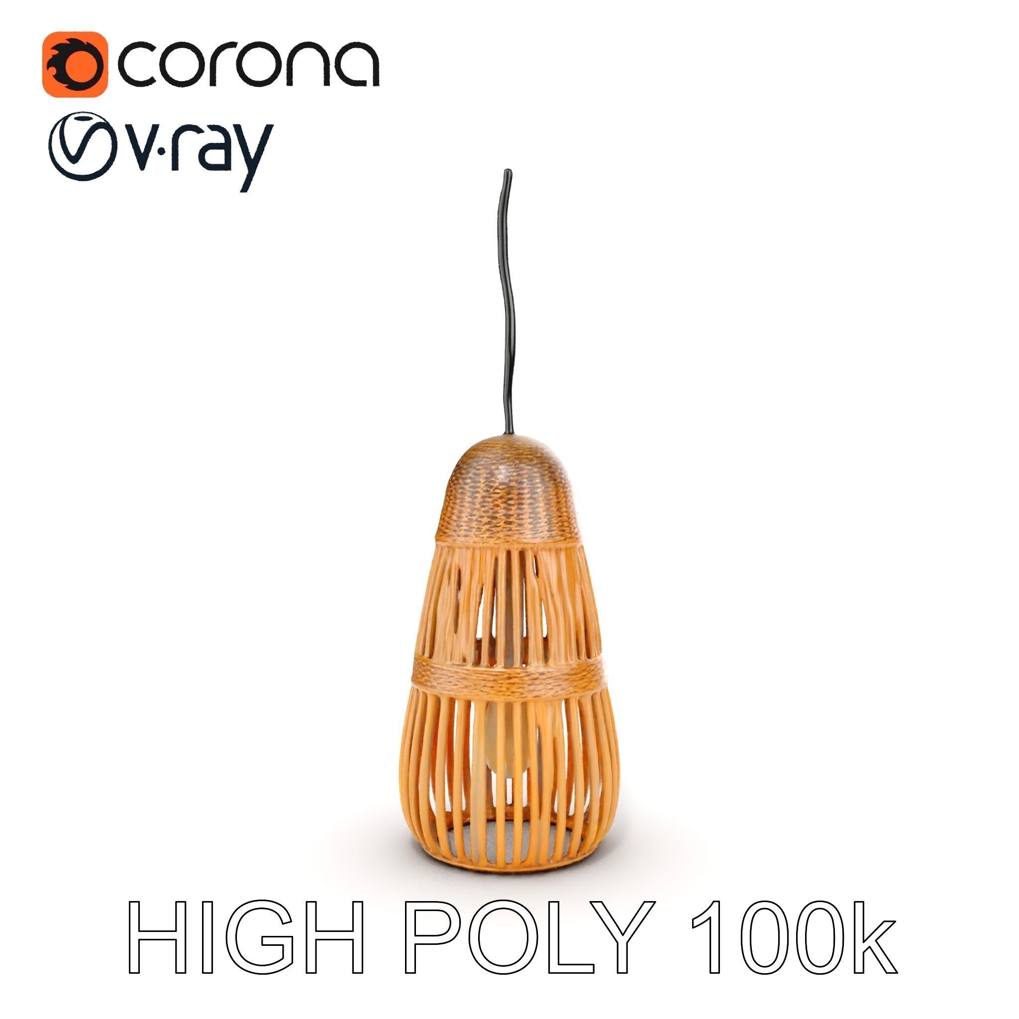 Wicker Pendant Light Model Pack Low-poly 3D model_19