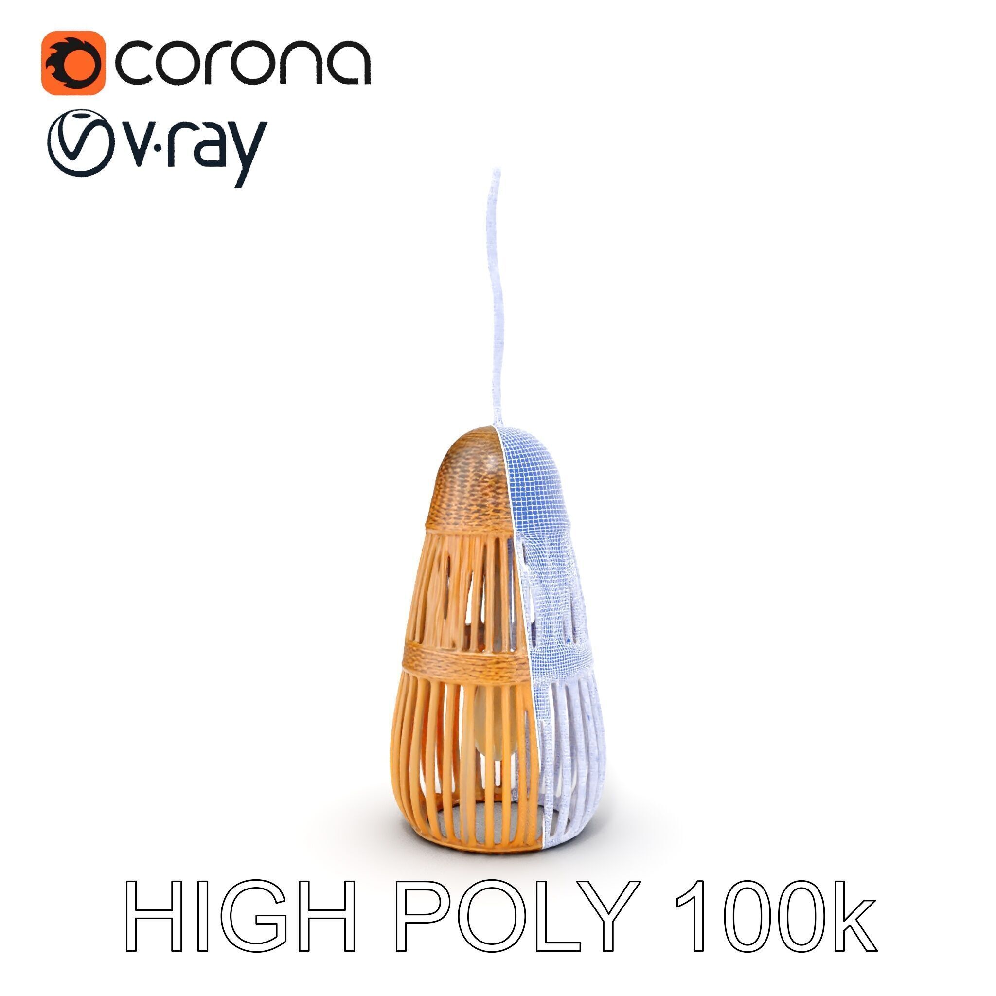 Wicker Pendant Light Model Pack Low-poly 3D model_36
