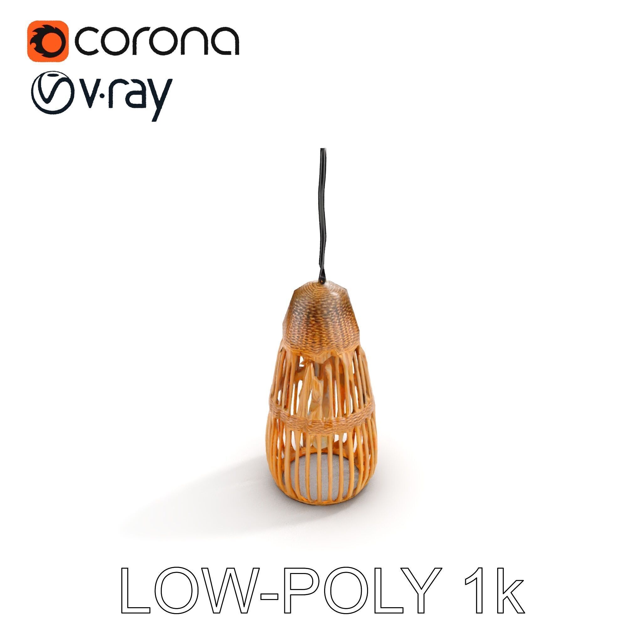 Wicker Pendant Light Model Pack Low-poly 3D model_10