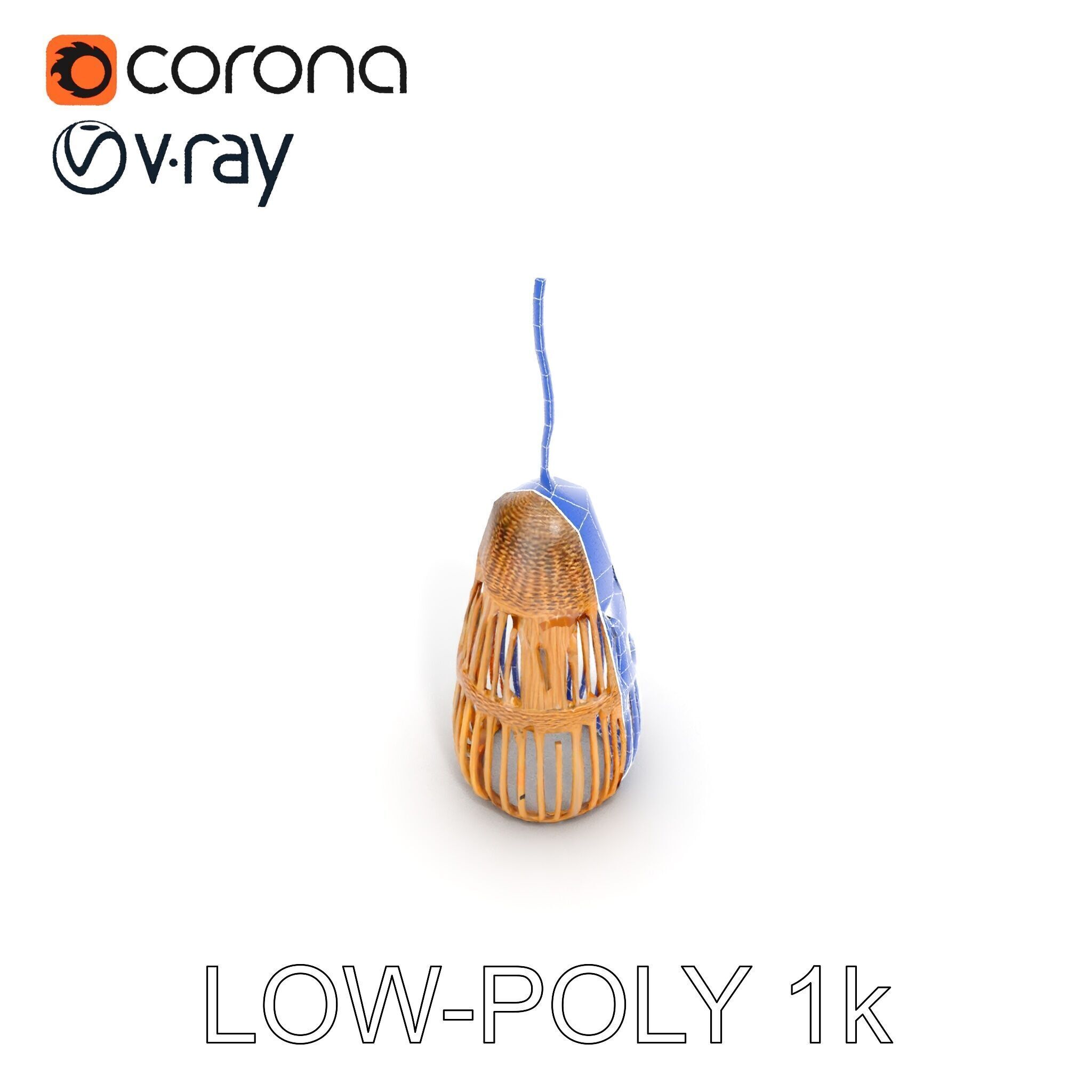 Wicker Pendant Light Model Pack Low-poly 3D model_29