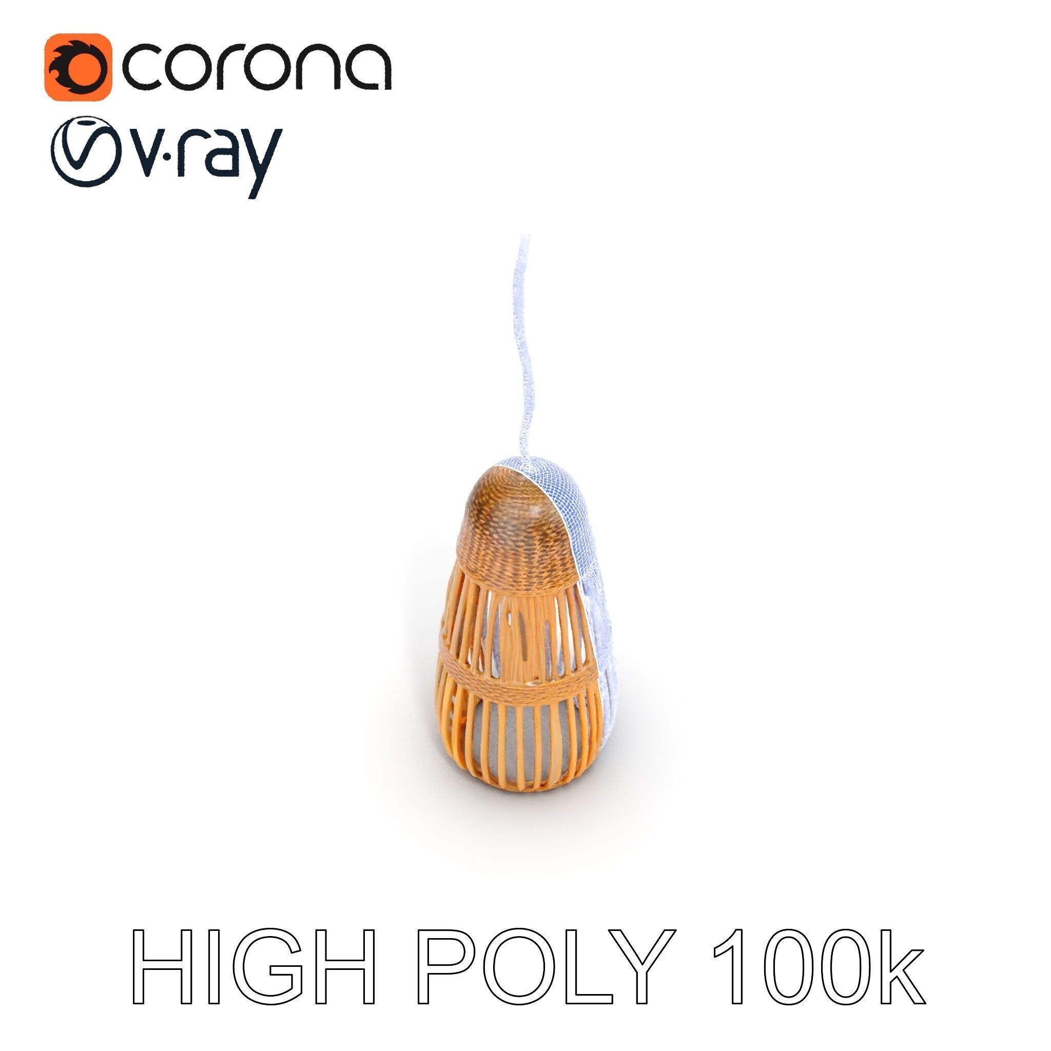 Wicker Pendant Light Model Pack Low-poly 3D model_22