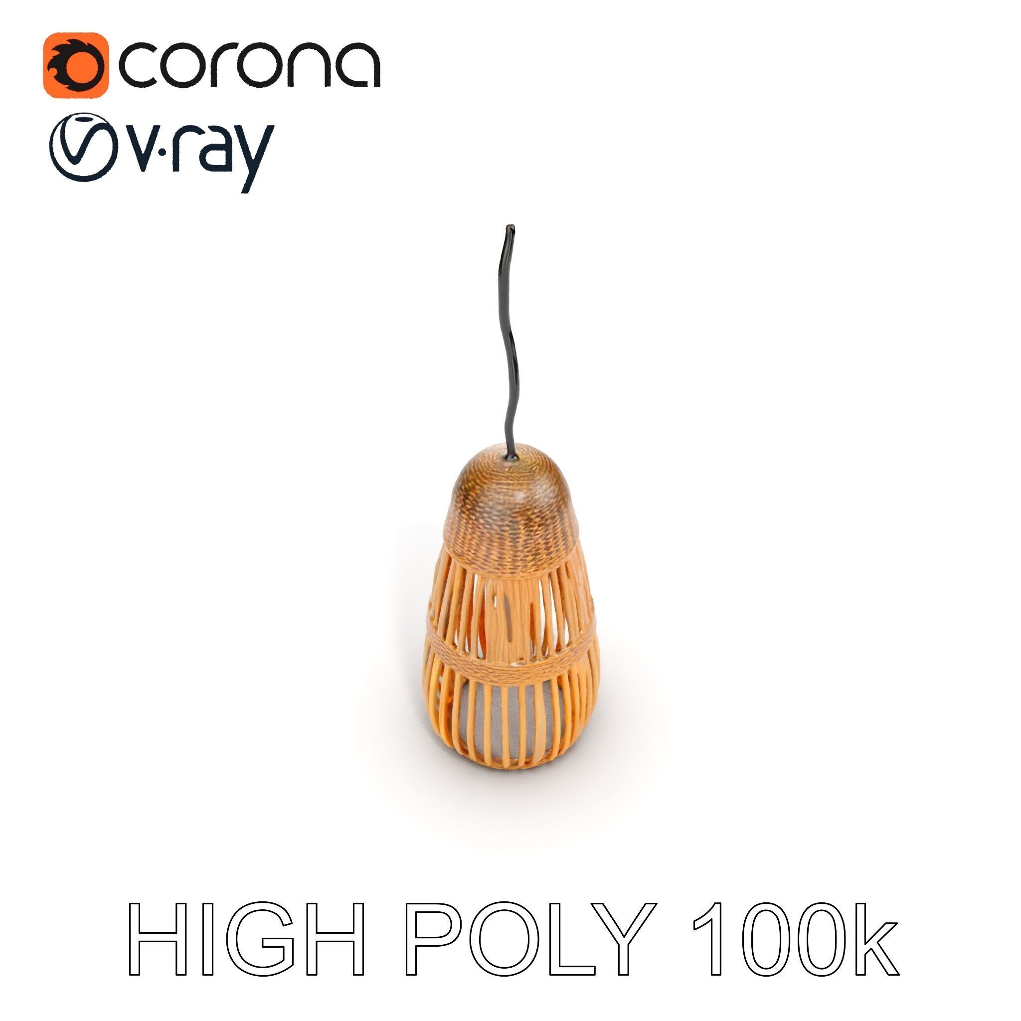Wicker Pendant Light Model Pack Low-poly 3D model_16