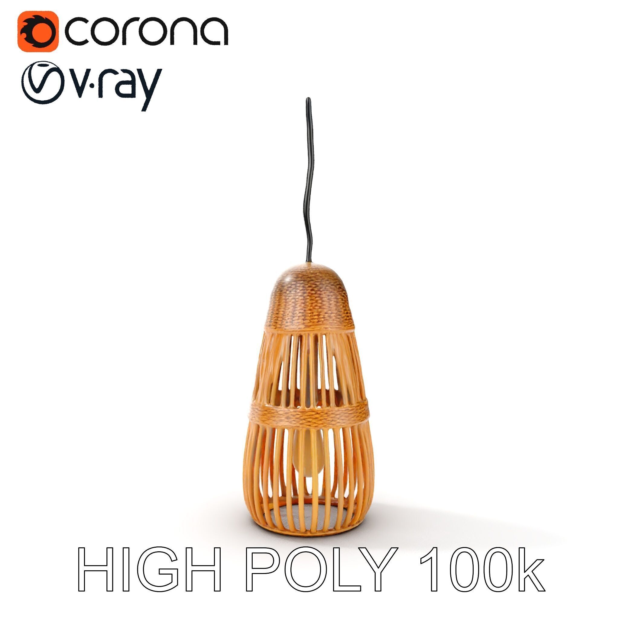Wicker Pendant Light Model Pack Low-poly 3D model_30