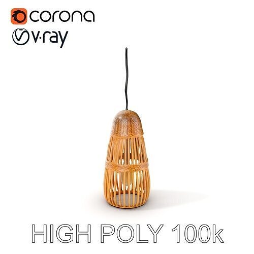 Wicker Pendant Light Model Pack Low-poly 3D model