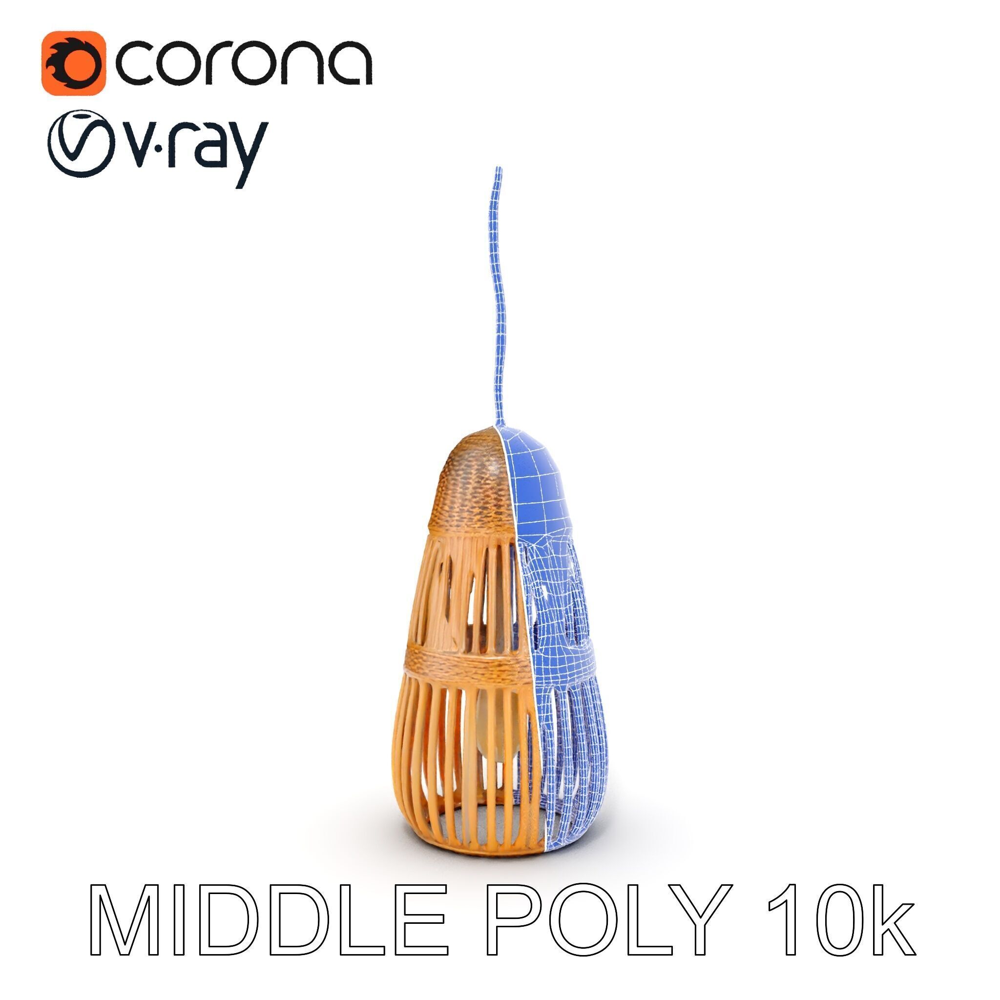 Wicker Pendant Light Model Pack Low-poly 3D model_23