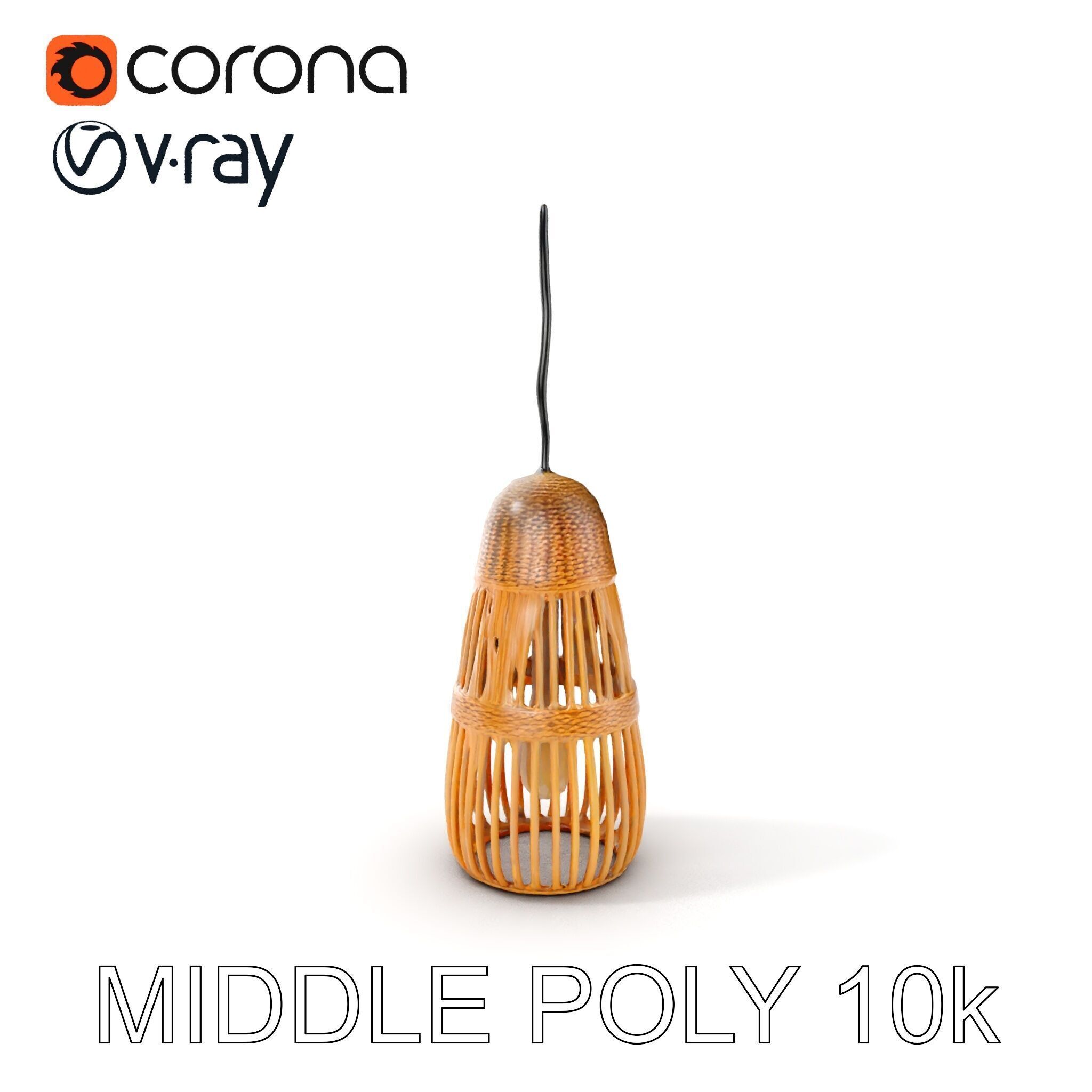 Wicker Pendant Light Model Pack Low-poly 3D model_12