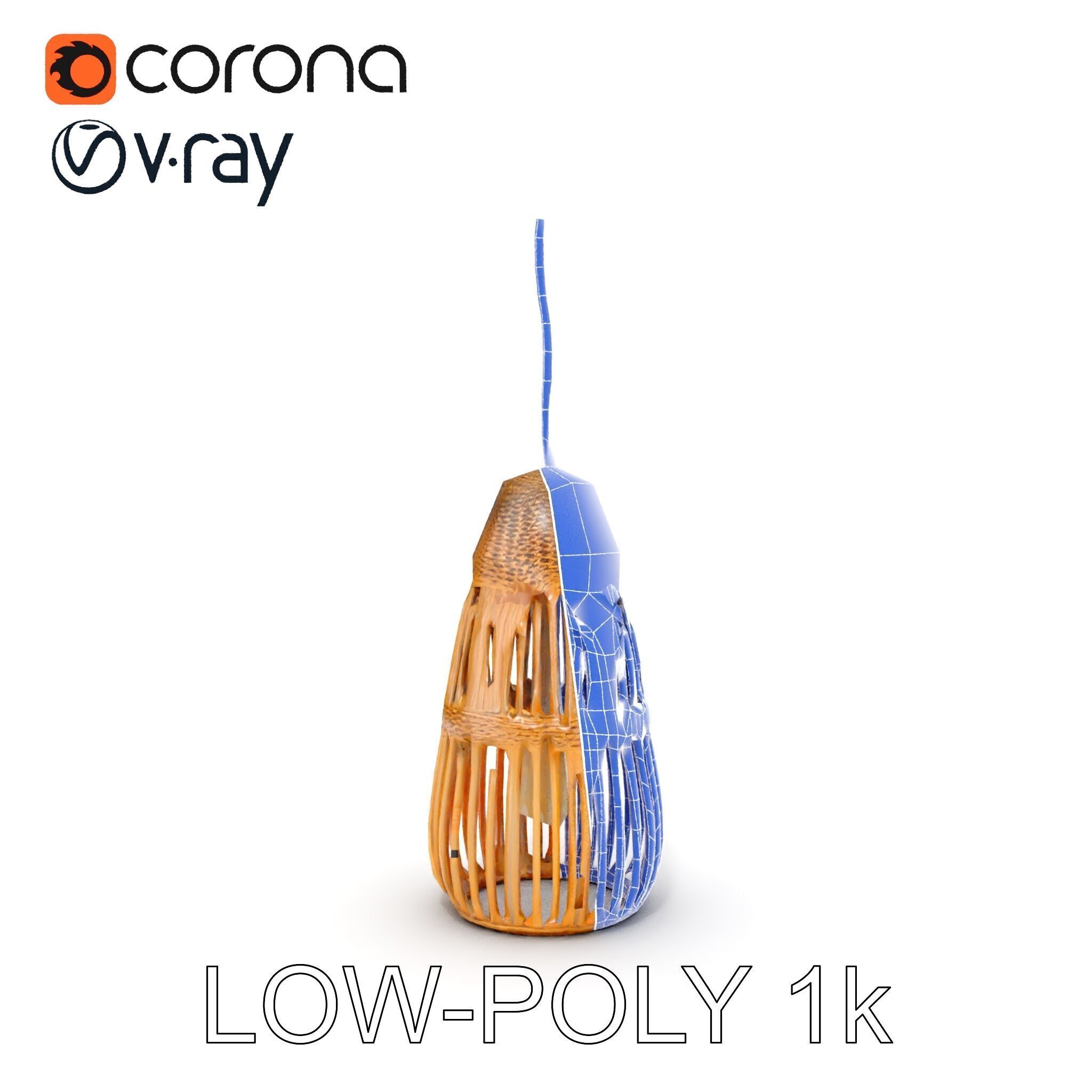 Wicker Pendant Light Model Pack Low-poly 3D model_26