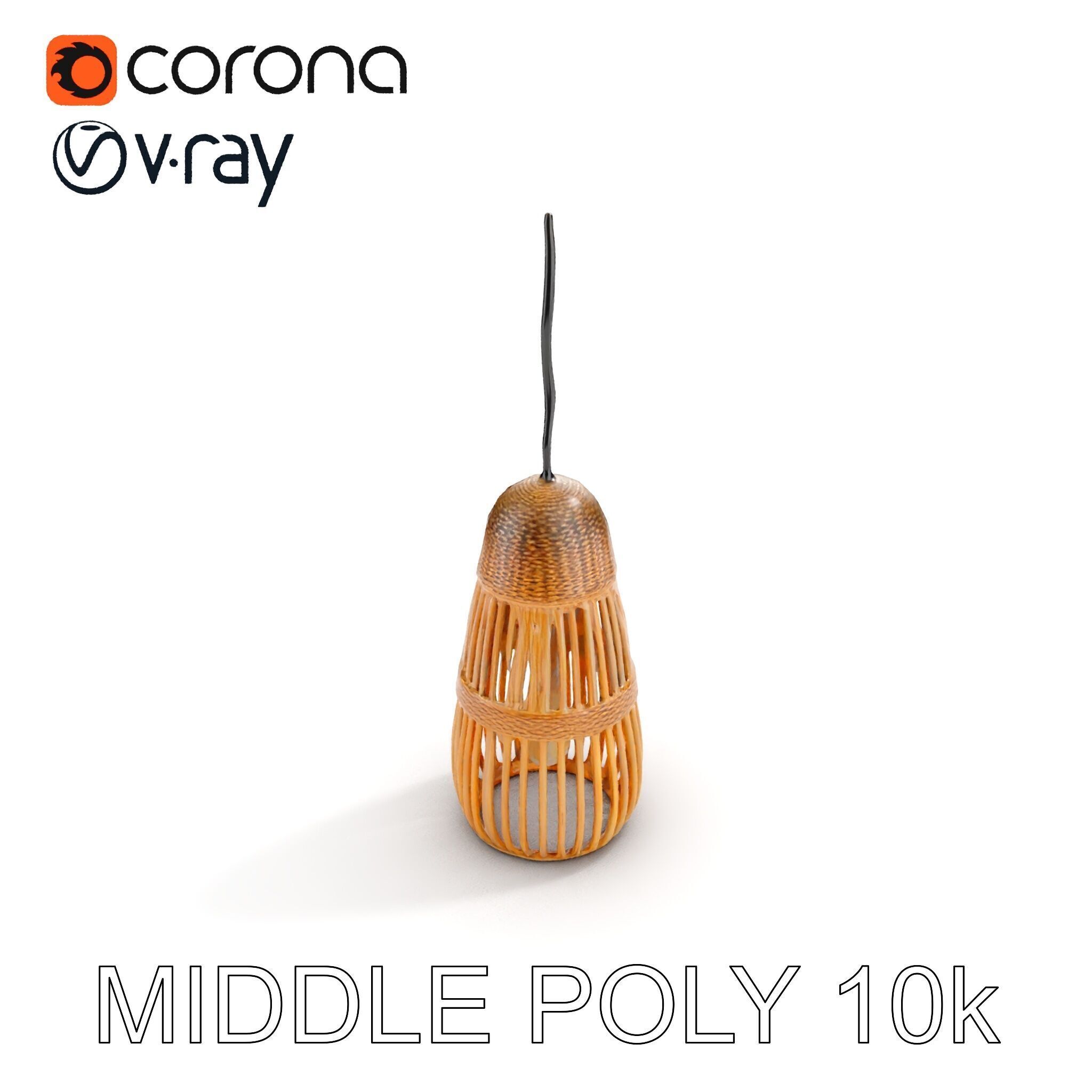 Wicker Pendant Light Model Pack Low-poly 3D model_9