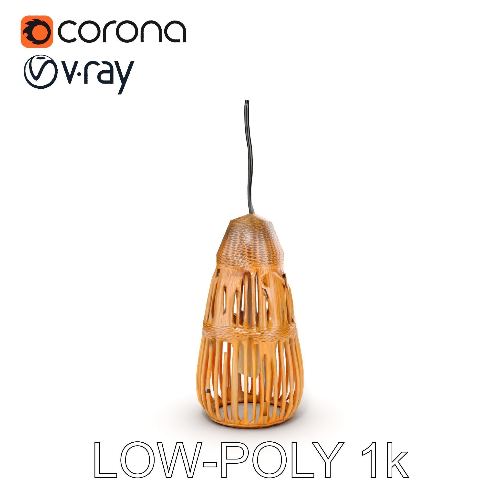 Wicker Pendant Light Model Pack Low-poly 3D model_15