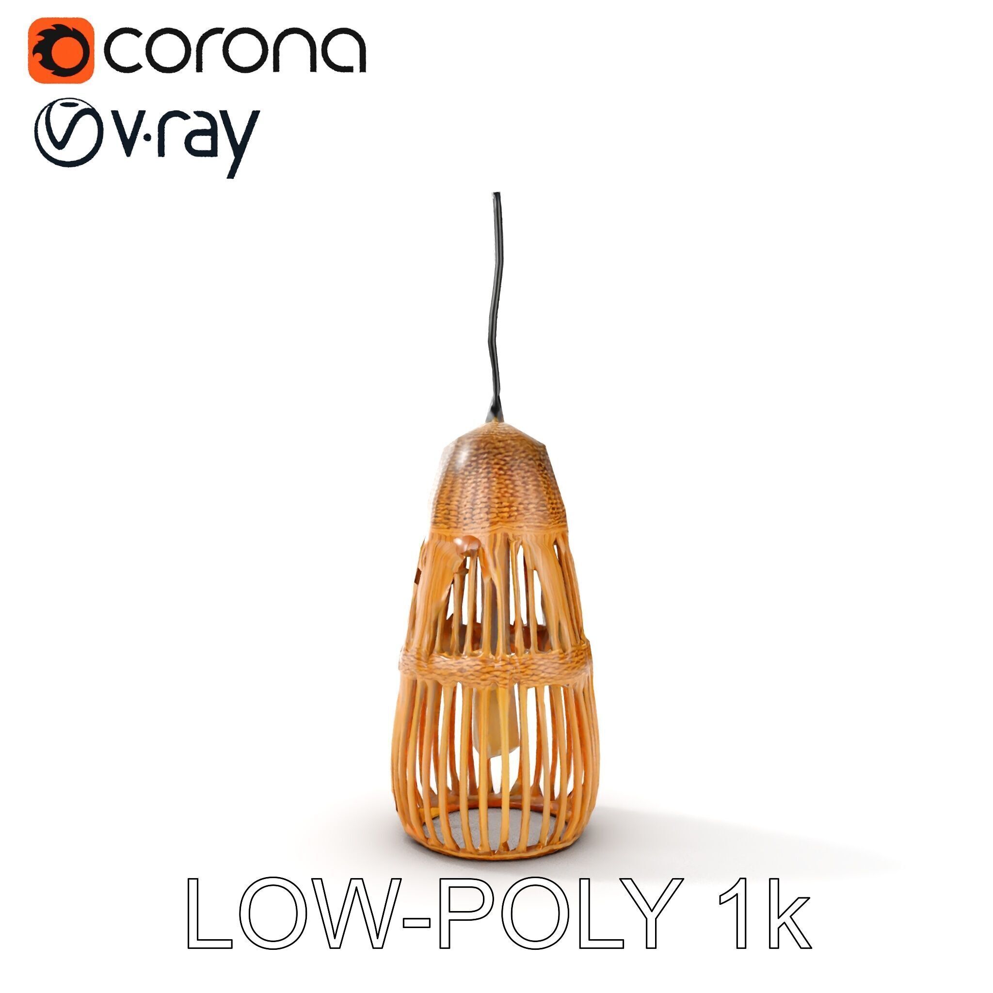 Wicker Pendant Light Model Pack Low-poly 3D model_18