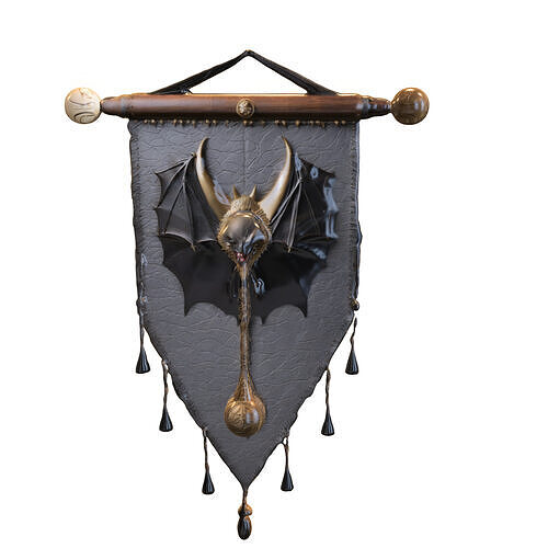 Dark Dragon Wall Banner Low-poly 3D model