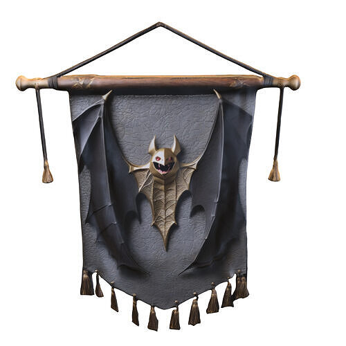 Gothic Bat Wall Banner Low-poly 3D model