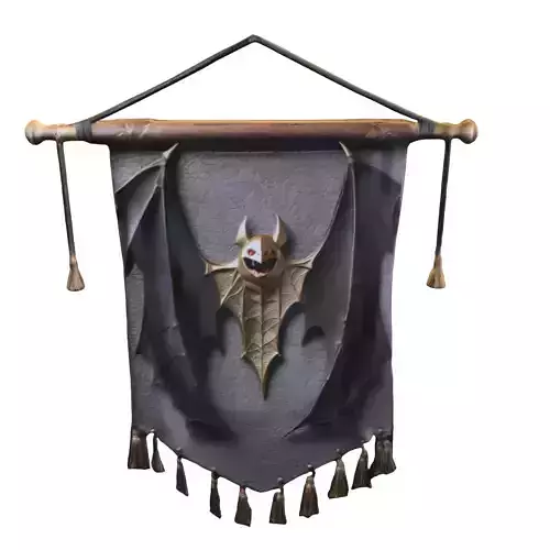 Gothic Bat Wall Banner Low-poly 3D model
