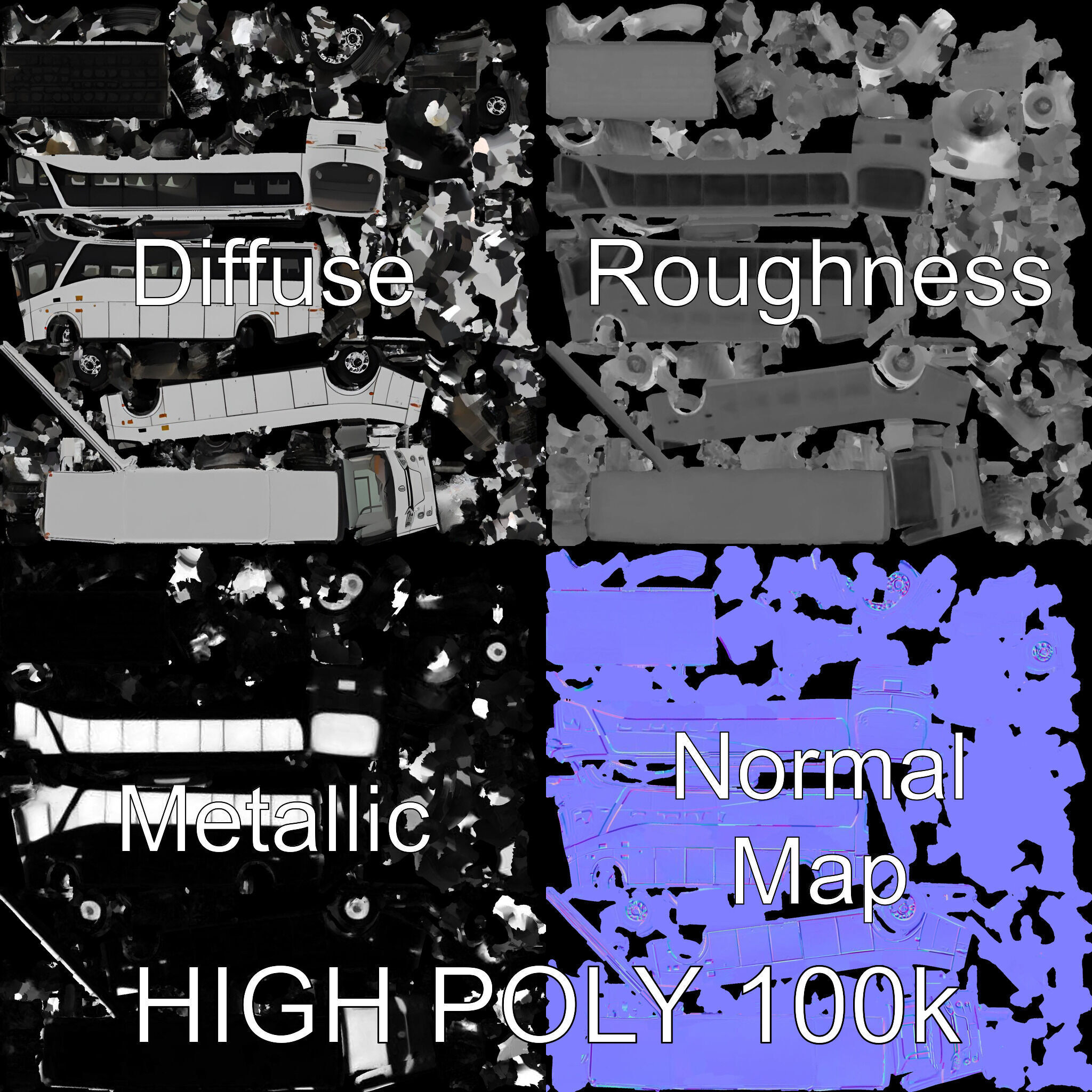 Modern Tourist Bus D Model Pack Low-poly 3D model_3