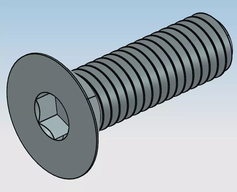 Hex drive flat head screw M6 3D print model_0