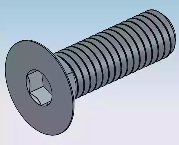 Hex drive flat head screw M6 3D print model