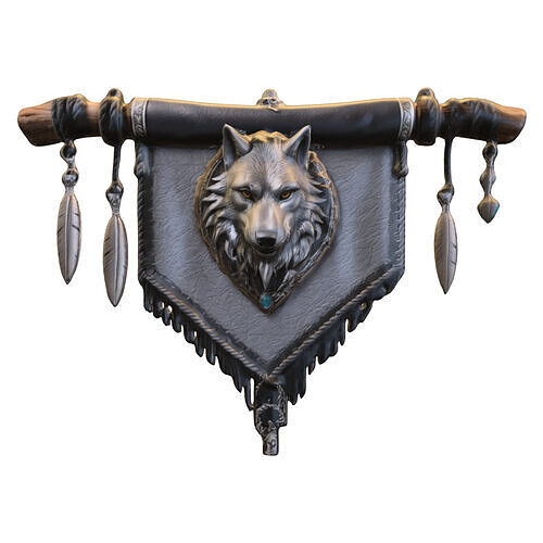 Wolf Totem Banner  Low-poly 3D model