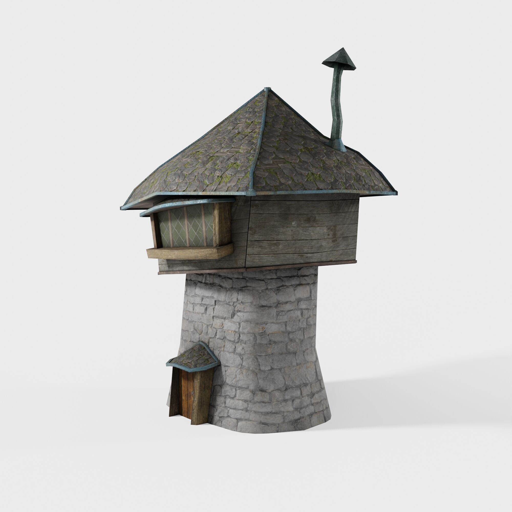 Medieval Fantasy Tower House Low-poly 3D model_2