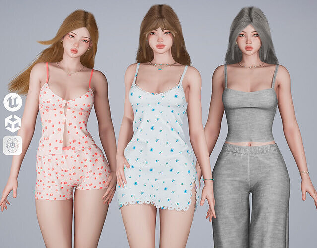 Pretty Girls - Game-Ready Low-poly 3D model