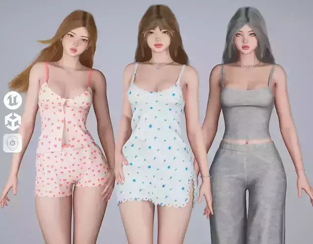 Pretty Girls - Game-Ready Low-poly 3D model