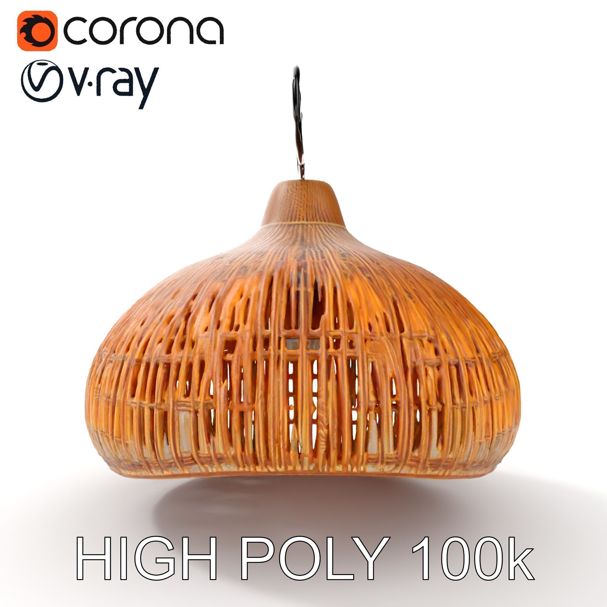 Wicker Pendant Lamp Model Pack with Detailed Textures Low-poly 3D model_20