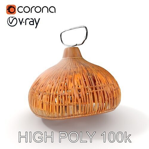 Wicker Pendant Lamp Model Pack with Detailed Textures Low-poly 3D model