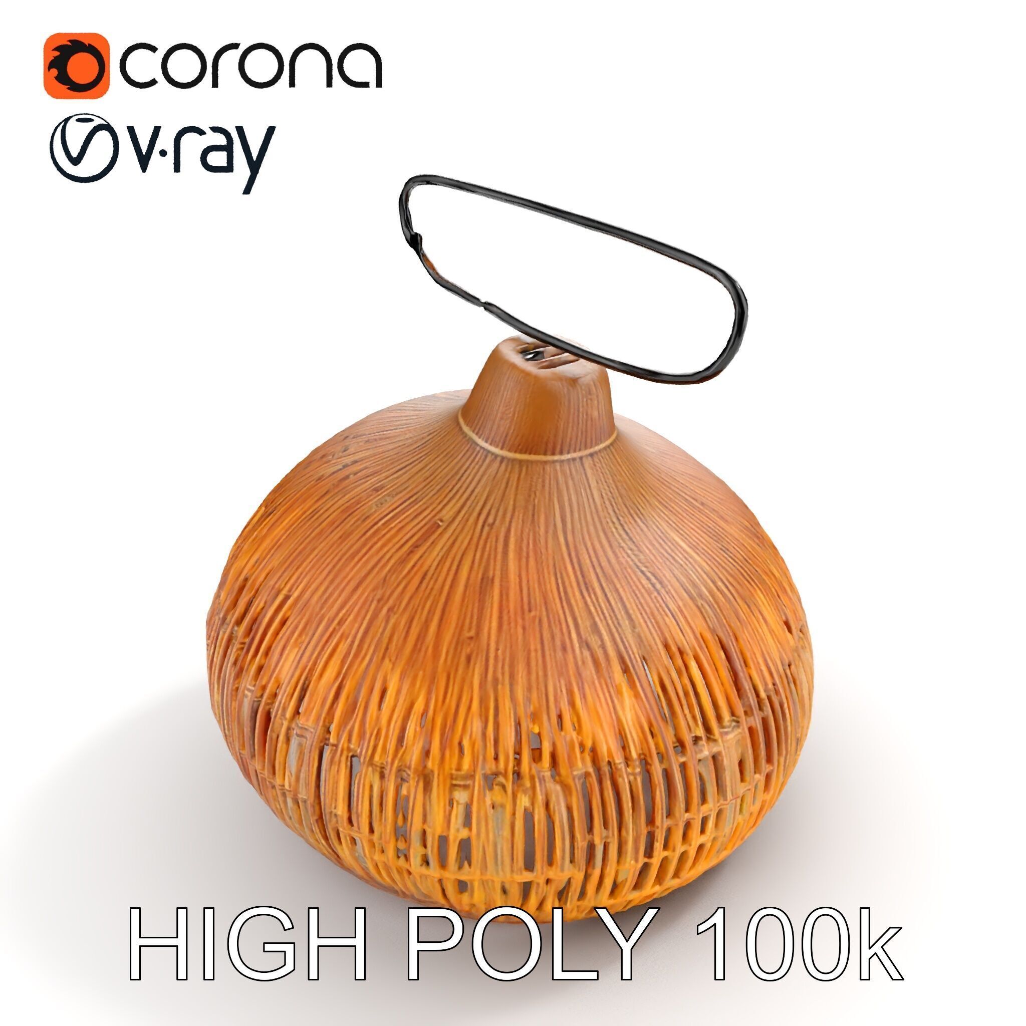 Wicker Pendant Lamp Model Pack with Detailed Textures Low-poly 3D model_14