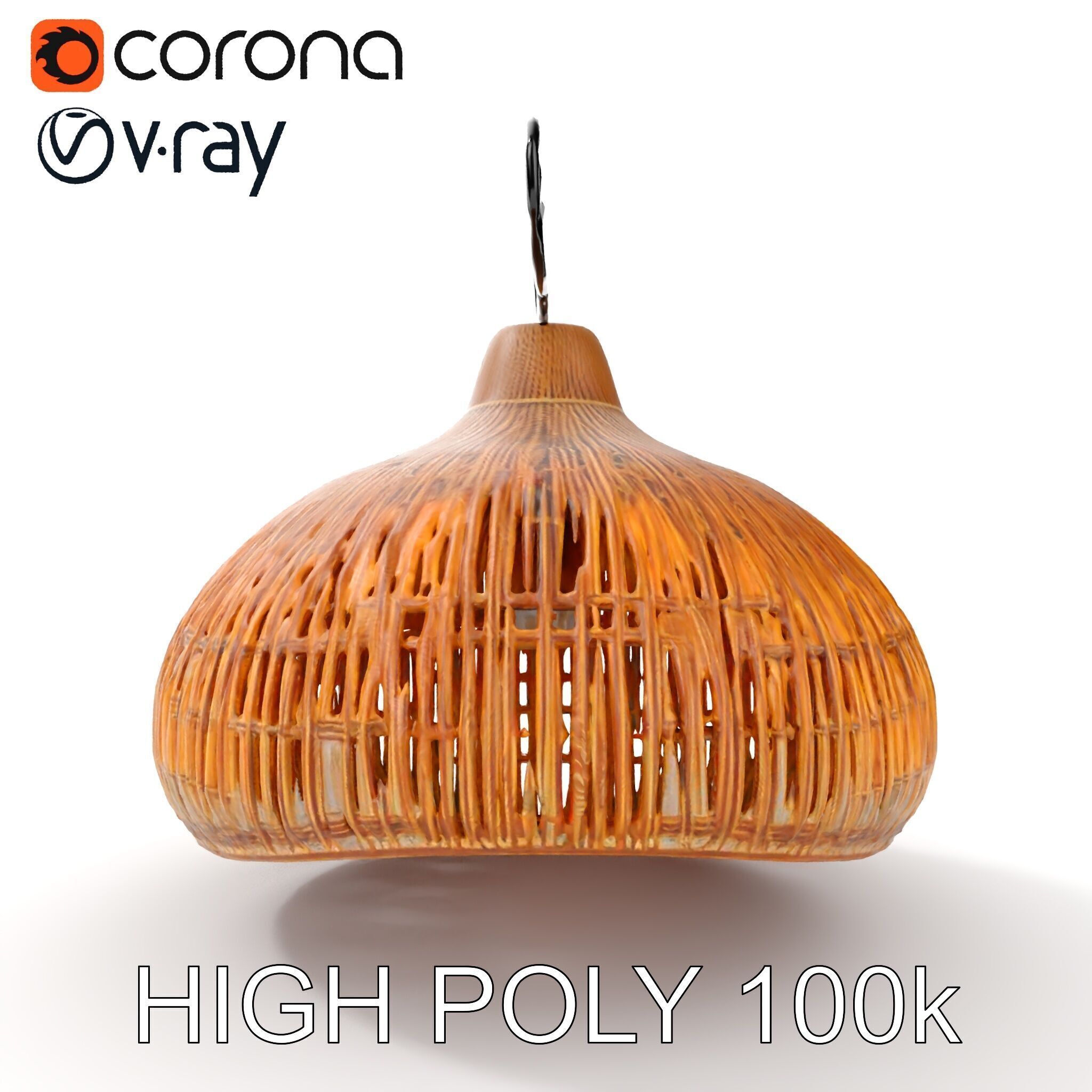 Wicker Pendant Lamp Model Pack with Detailed Textures Low-poly 3D model_19