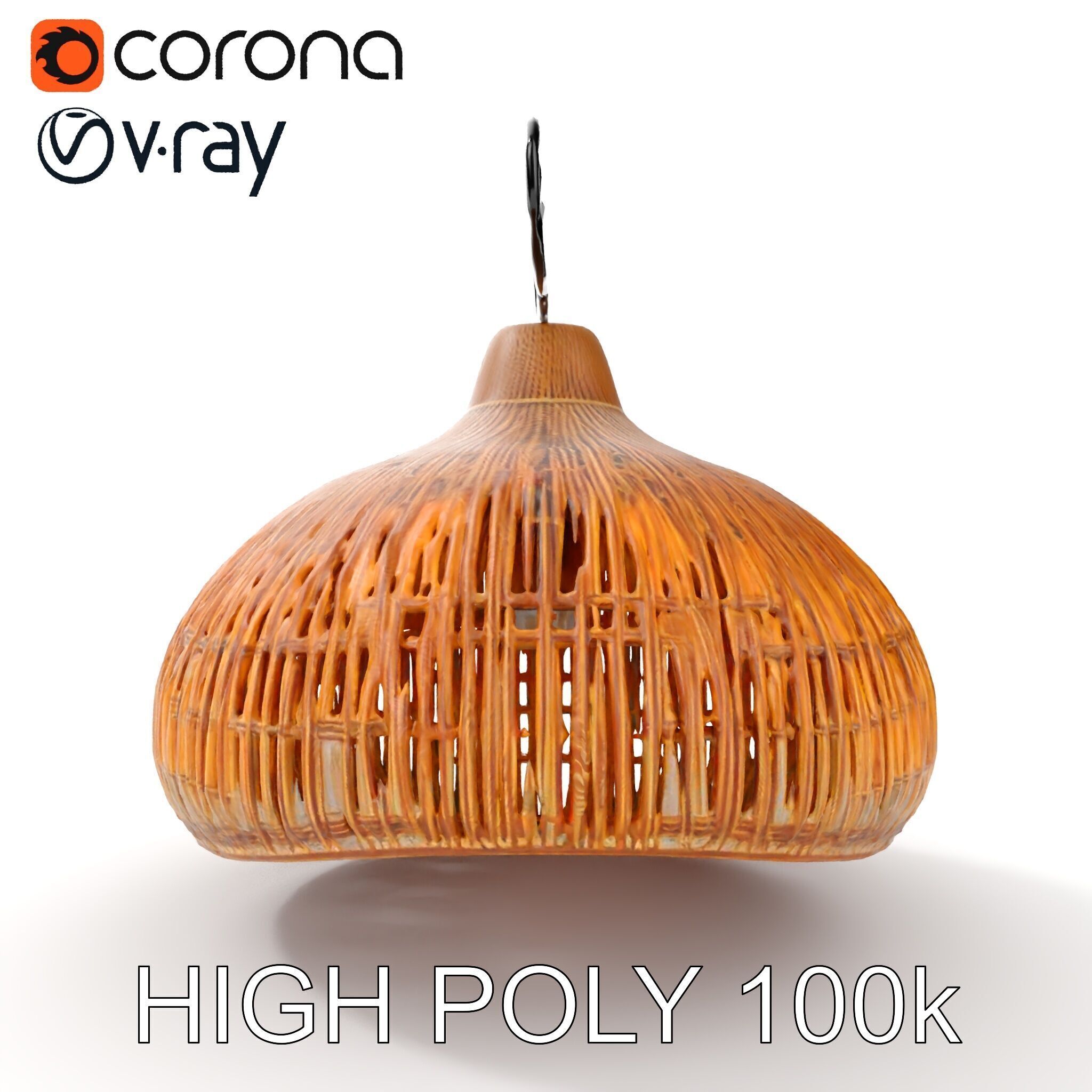 Wicker Pendant Lamp Model Pack with Detailed Textures Low-poly 3D model_9