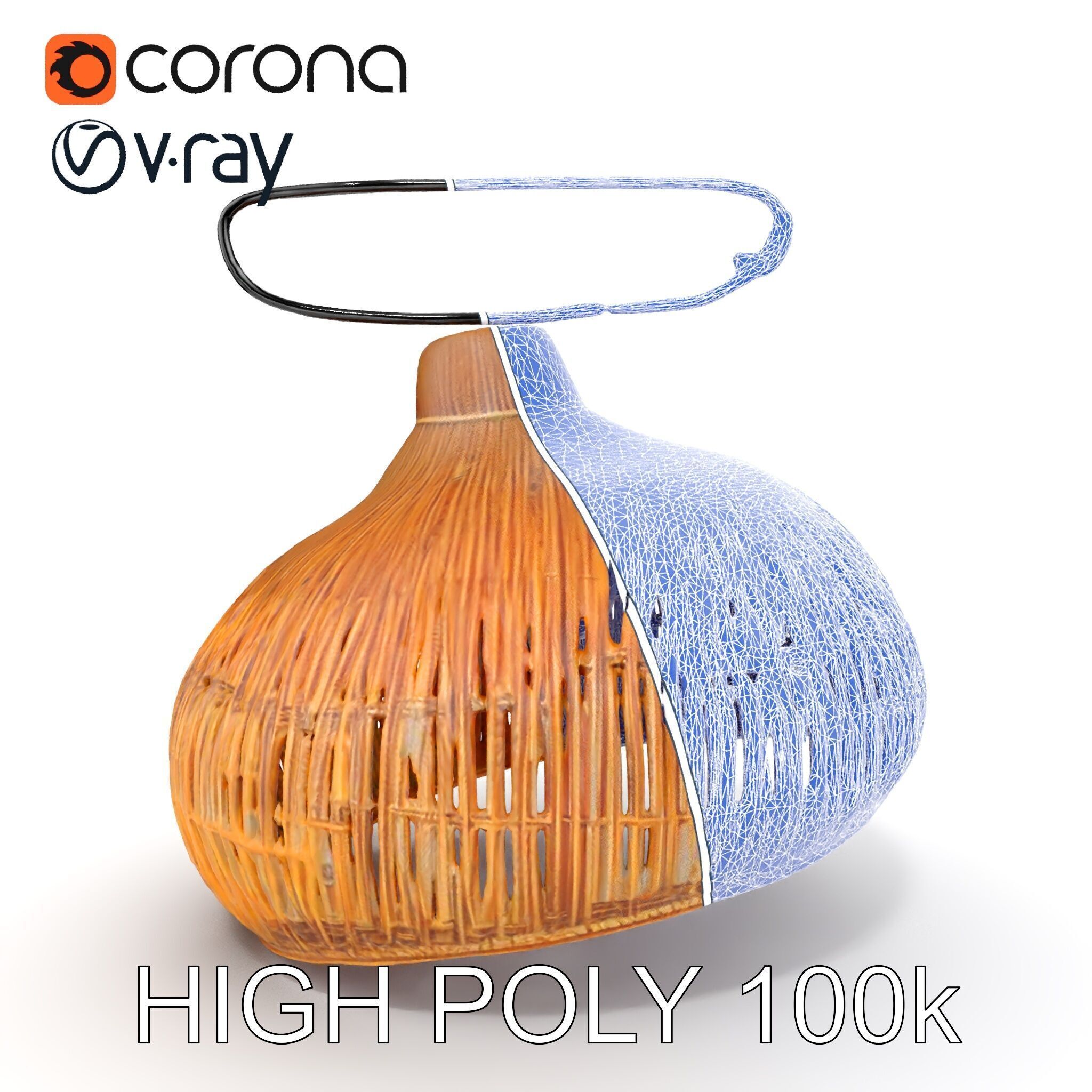 Wicker Pendant Lamp Model Pack with Detailed Textures Low-poly 3D model_26