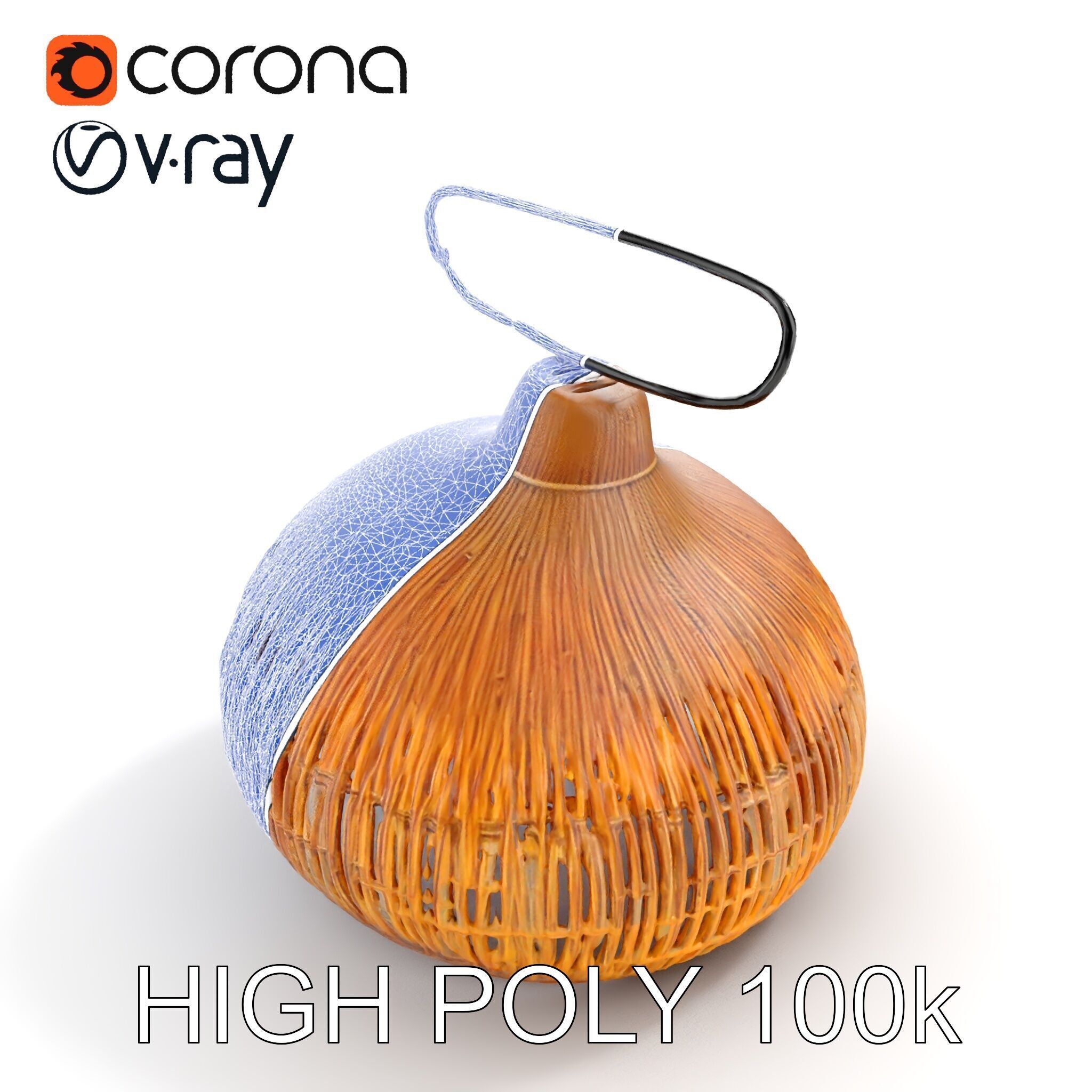 Wicker Pendant Lamp Model Pack with Detailed Textures Low-poly 3D model_24