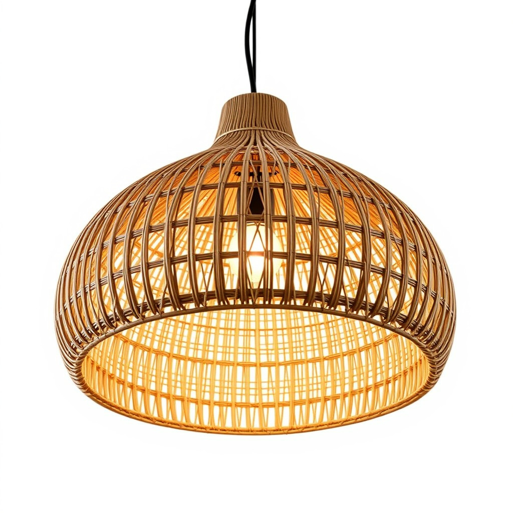 Wicker Pendant Lamp Model Pack with Detailed Textures Low-poly 3D model_3