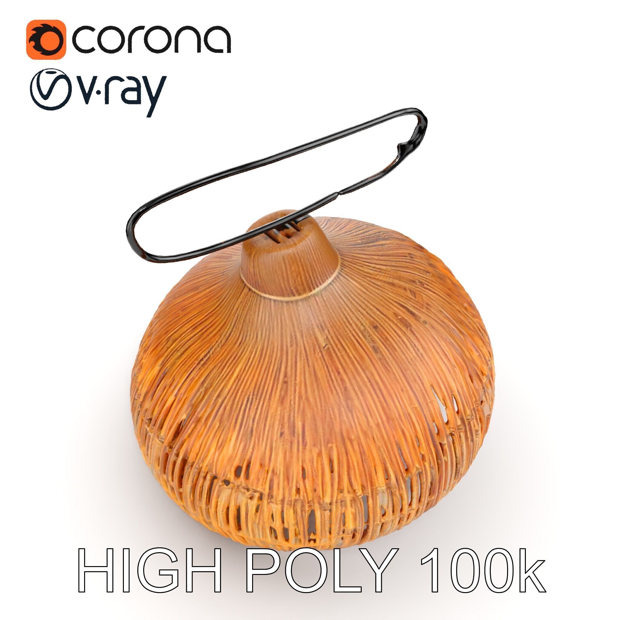 Wicker Pendant Lamp Model Pack with Detailed Textures Low-poly 3D model_10