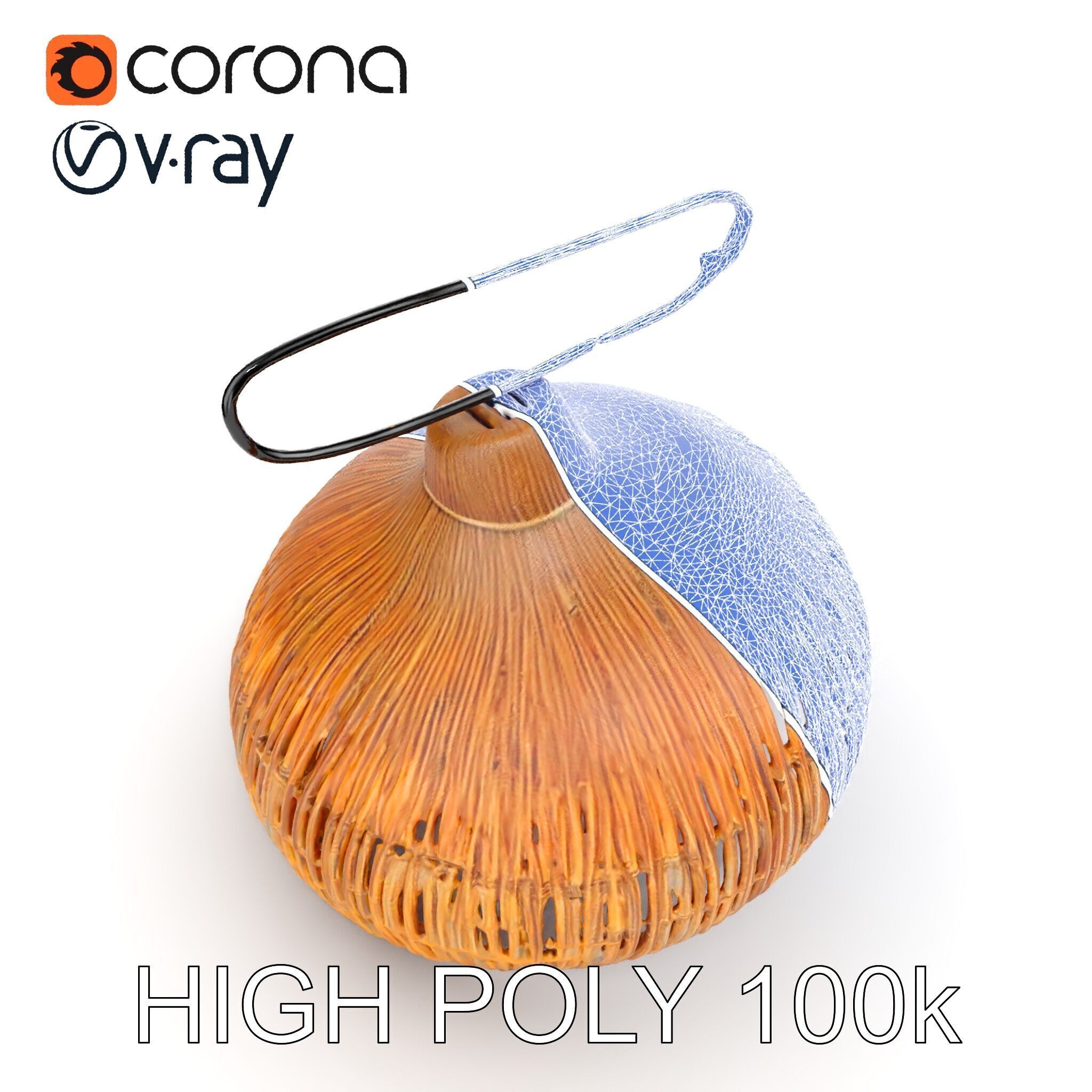 Wicker Pendant Lamp Model Pack with Detailed Textures Low-poly 3D model_29