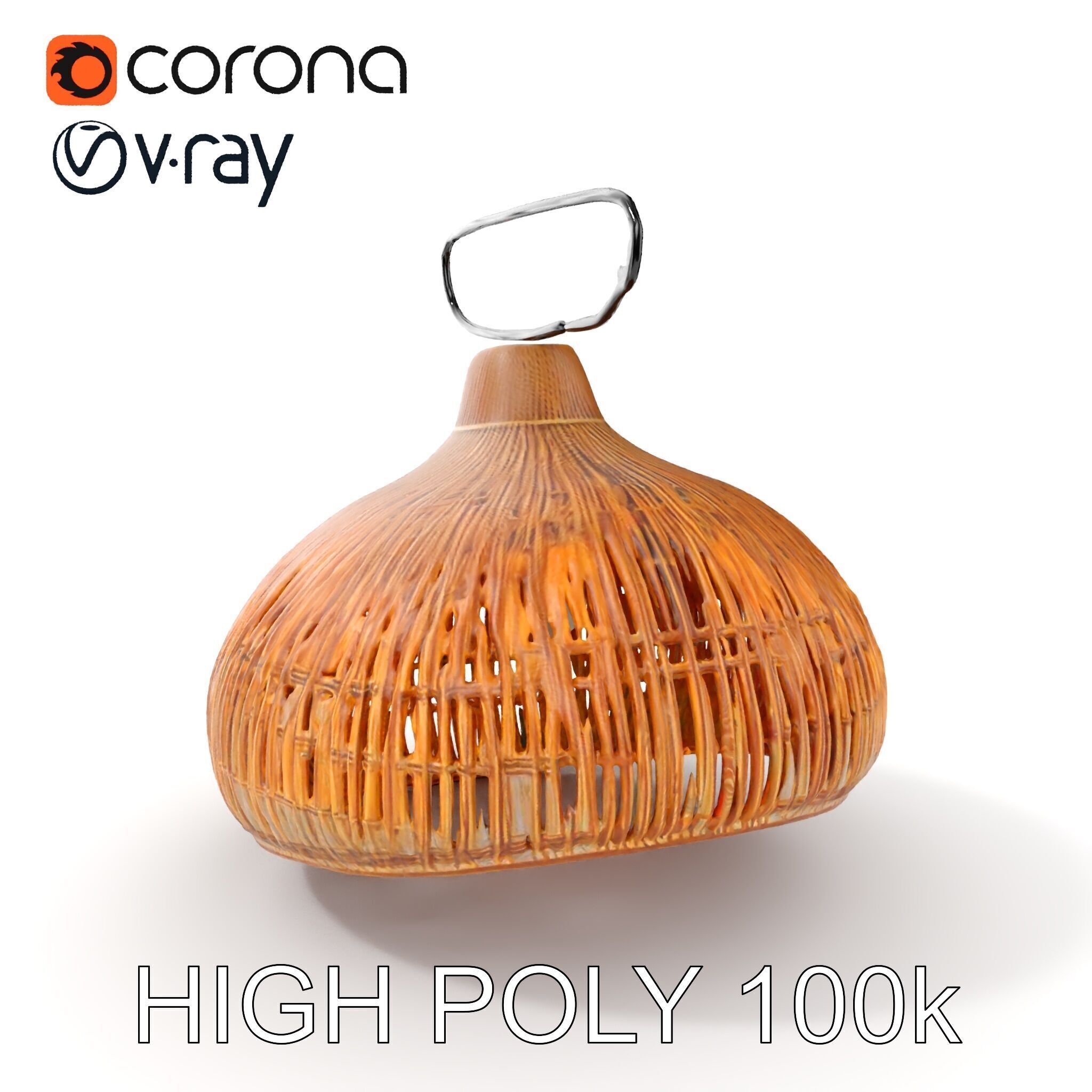 Wicker Pendant Lamp Model Pack with Detailed Textures Low-poly 3D model_7