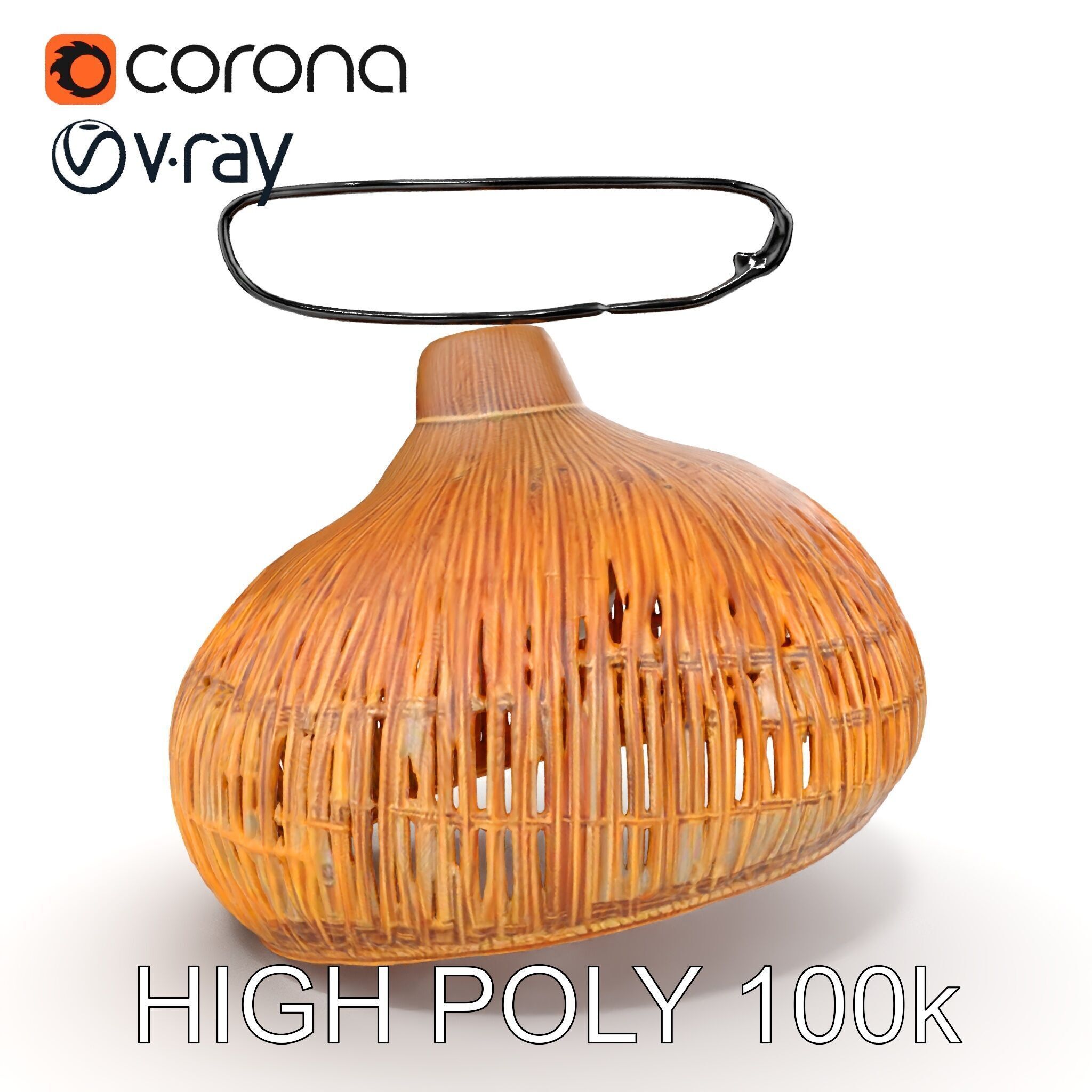 Wicker Pendant Lamp Model Pack with Detailed Textures Low-poly 3D model_16