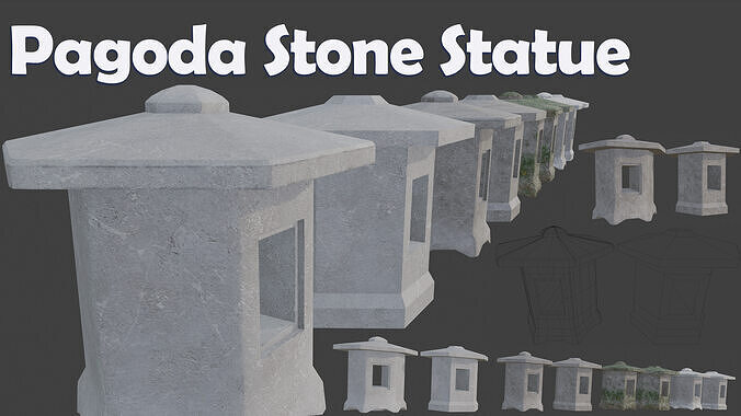 Pagoda Stone Statue Low-poly 3D model
