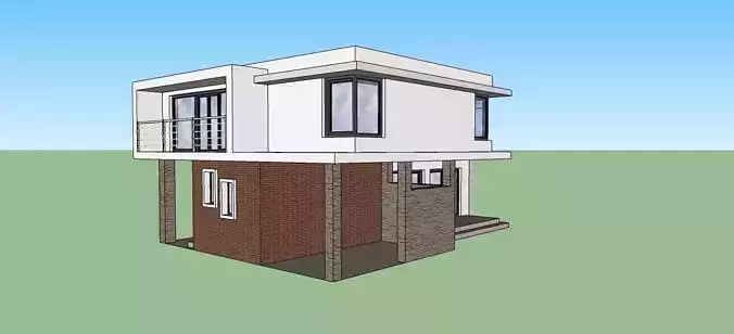 House with two stories and balcony Free low-poly 3D model