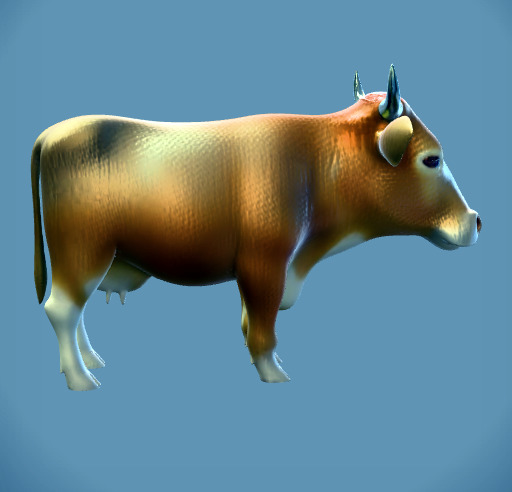 A STANLING BROWN COW FACING FORWARD 3D print model_3