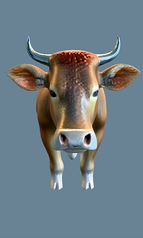 A STANLING BROWN COW FACING FORWARD 3D print model